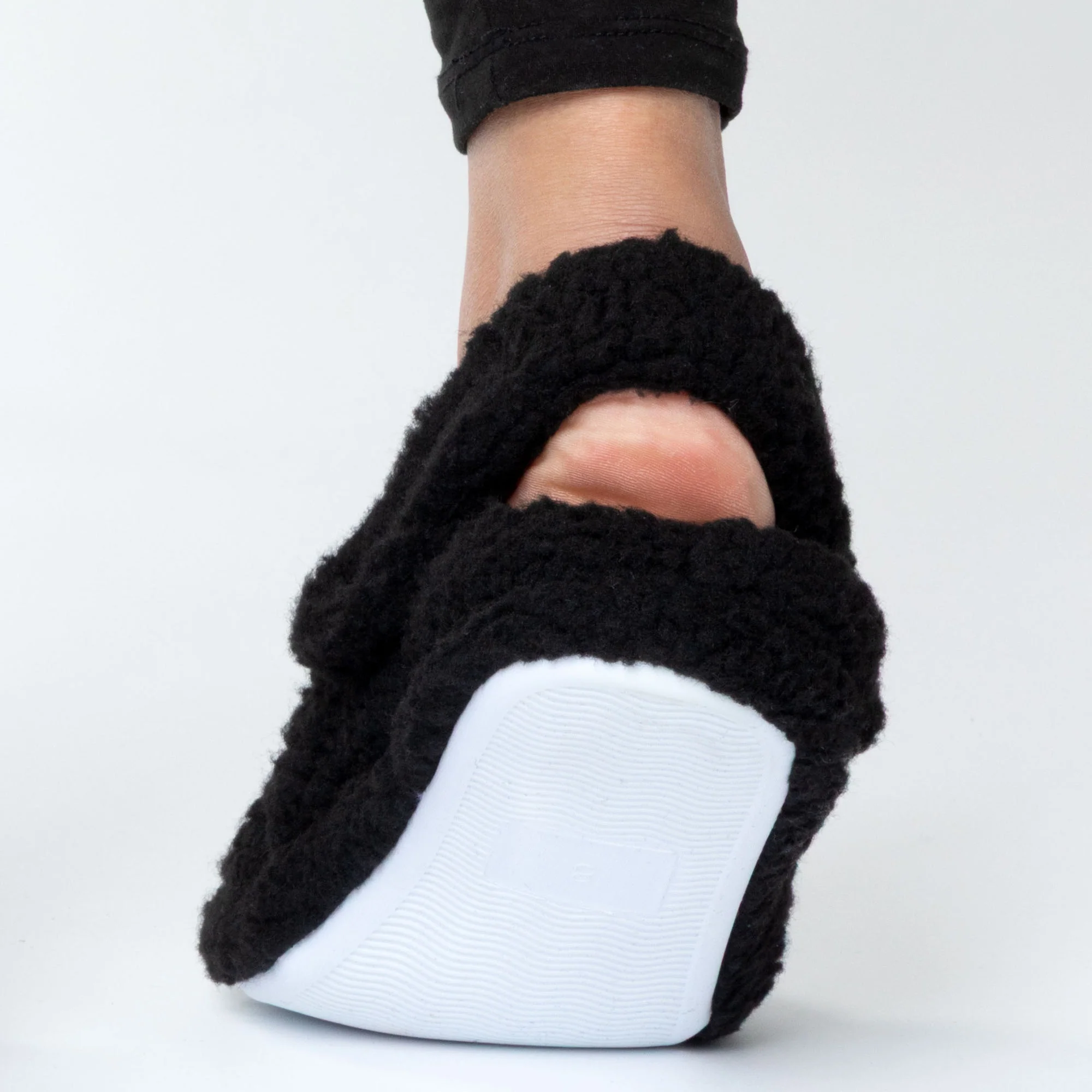 Sherpa Fleece Paw Print Slippers with Elastic Heel Strap - Image 6