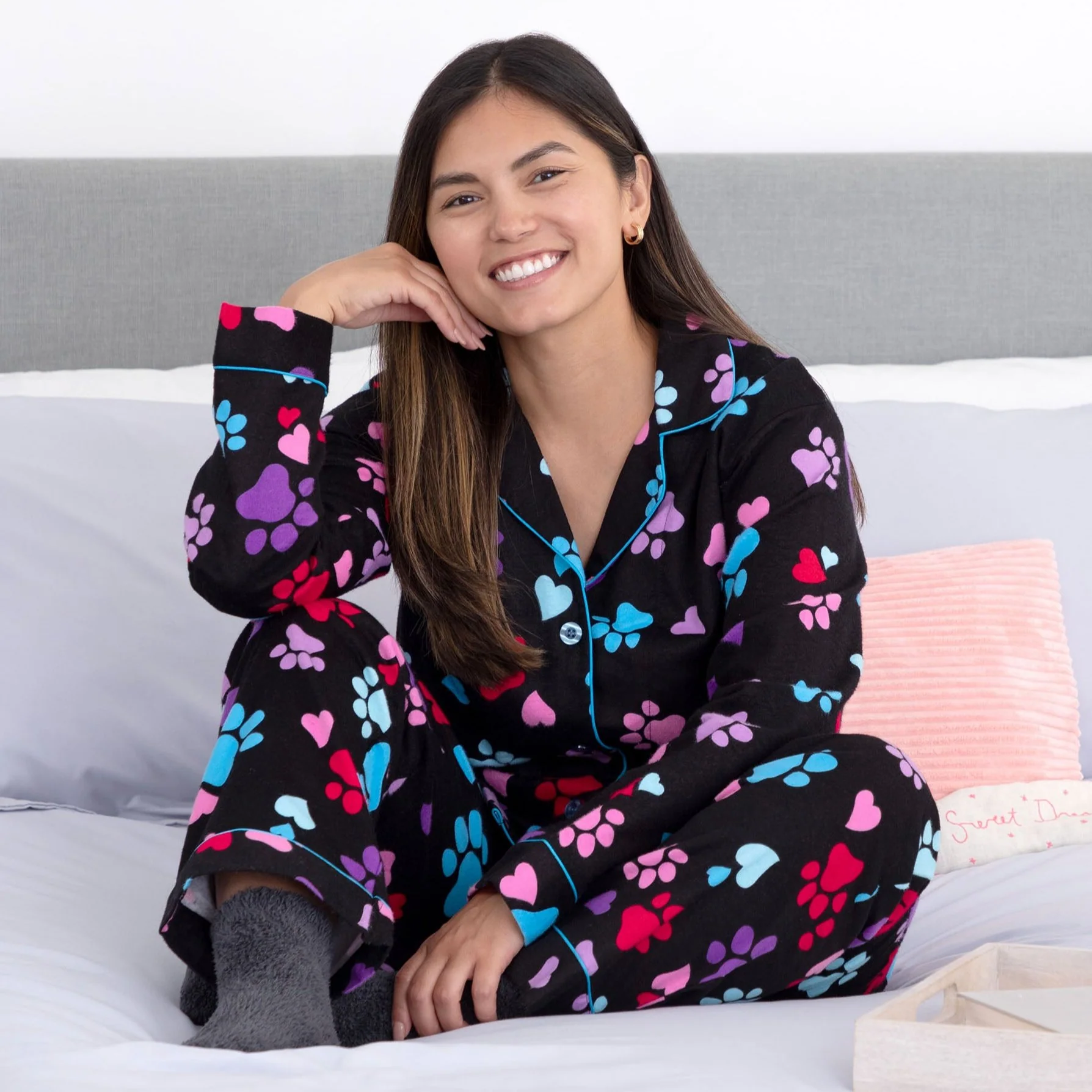 Paw Print Flannel Pajama Set No Pockets - Image 11