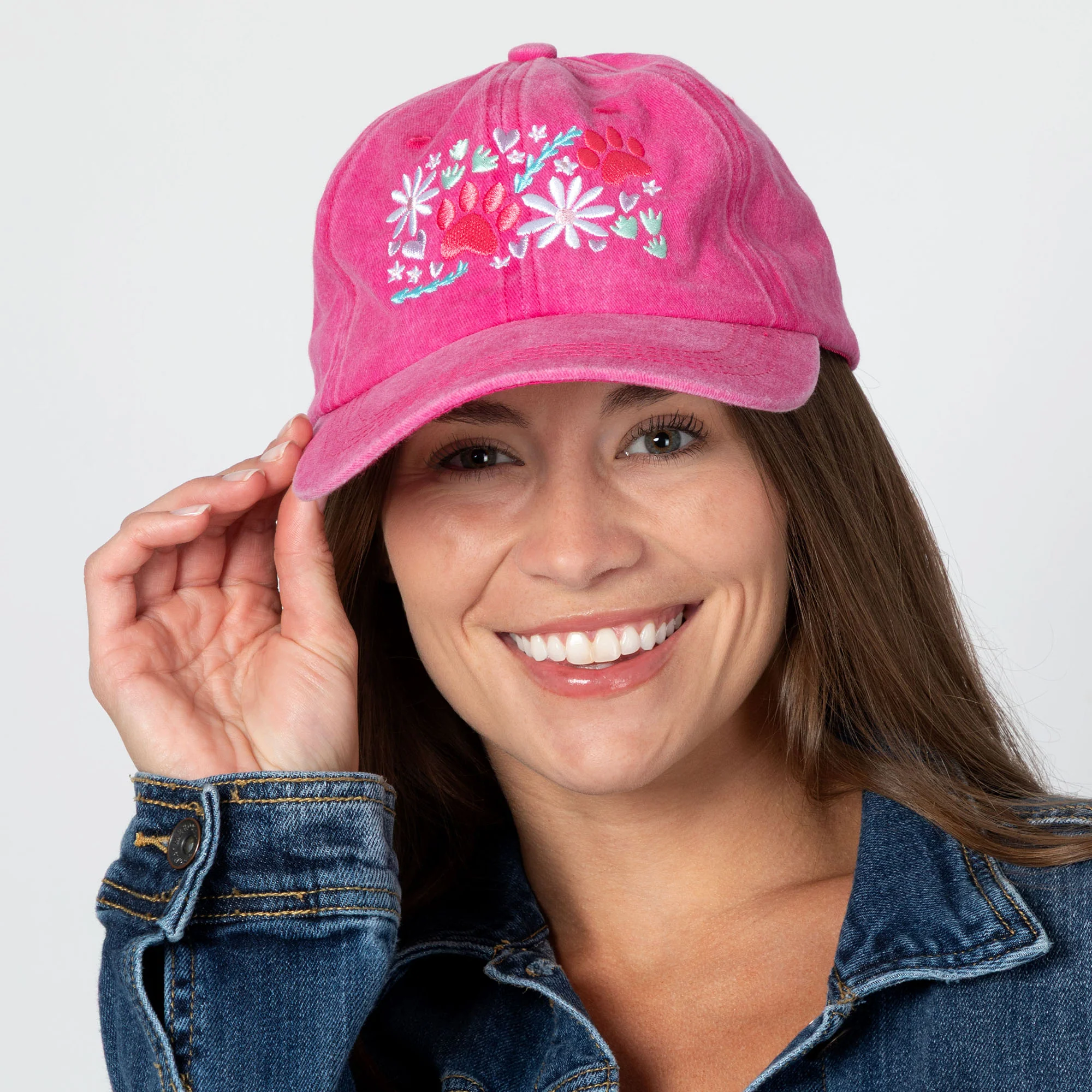 Paw & Floral Soft Distressed Cotton Baseball Cap - Image 13