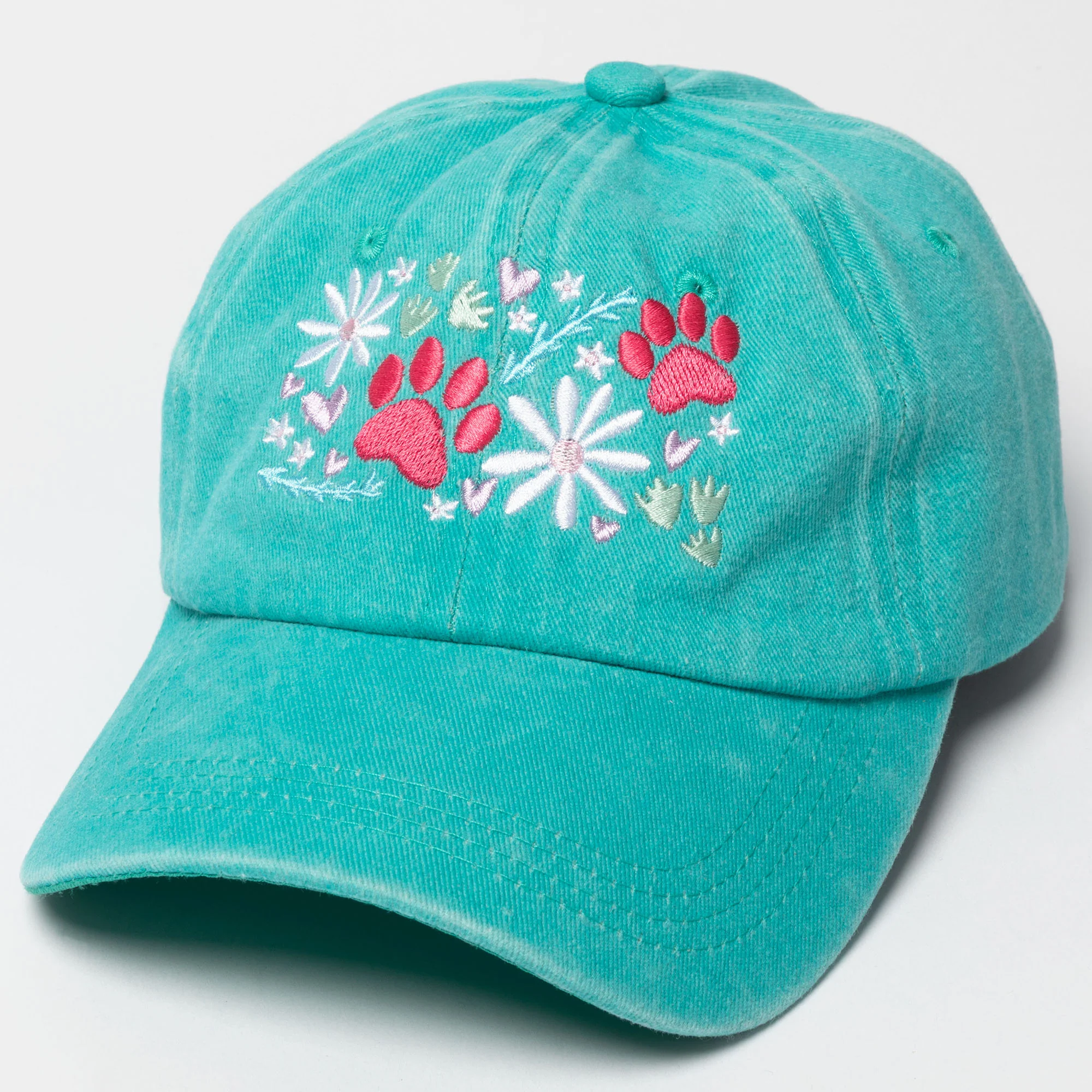 Paw & Floral Soft Distressed Cotton Baseball Cap - Image 9