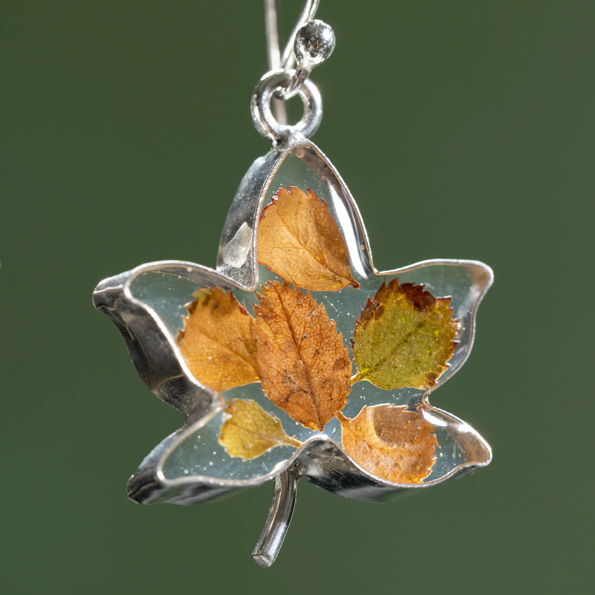 Real Flowers & Leaves Sterling Earrings - Image 3