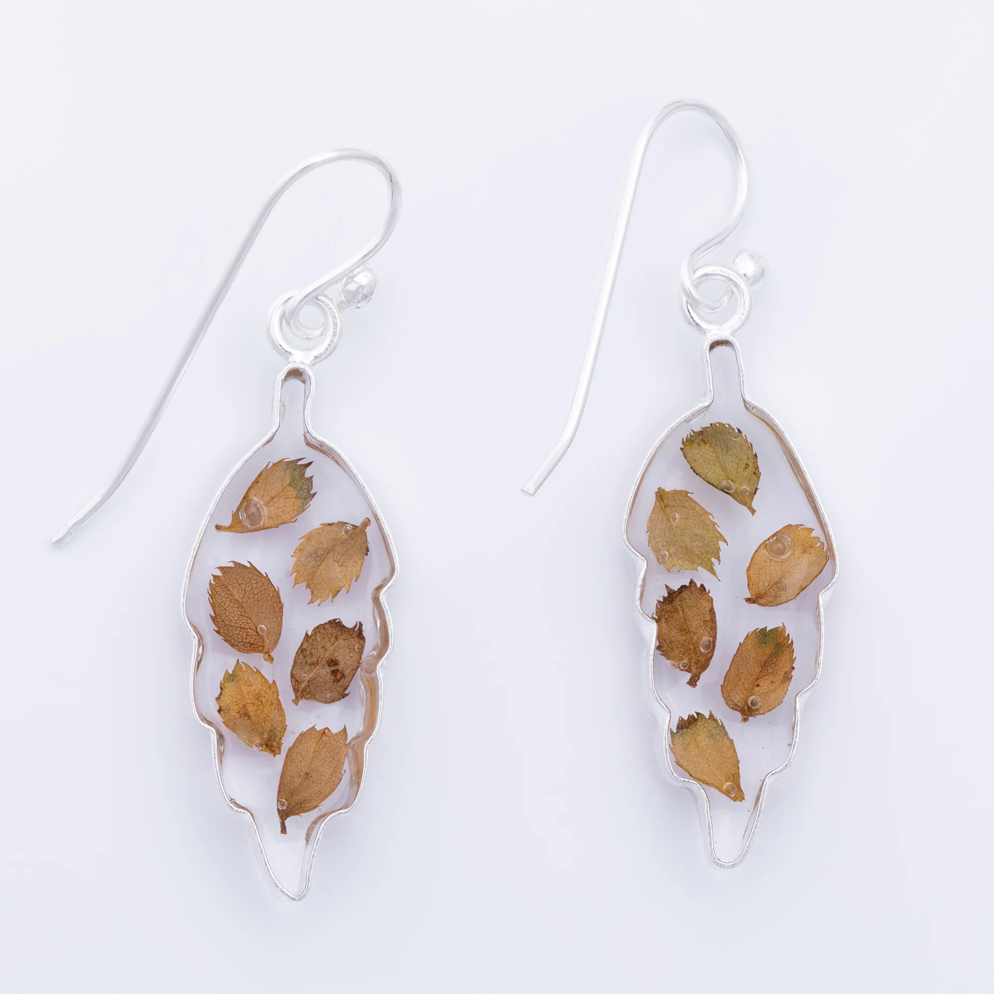Real Flowers & Leaves Sterling Earrings - Image 9