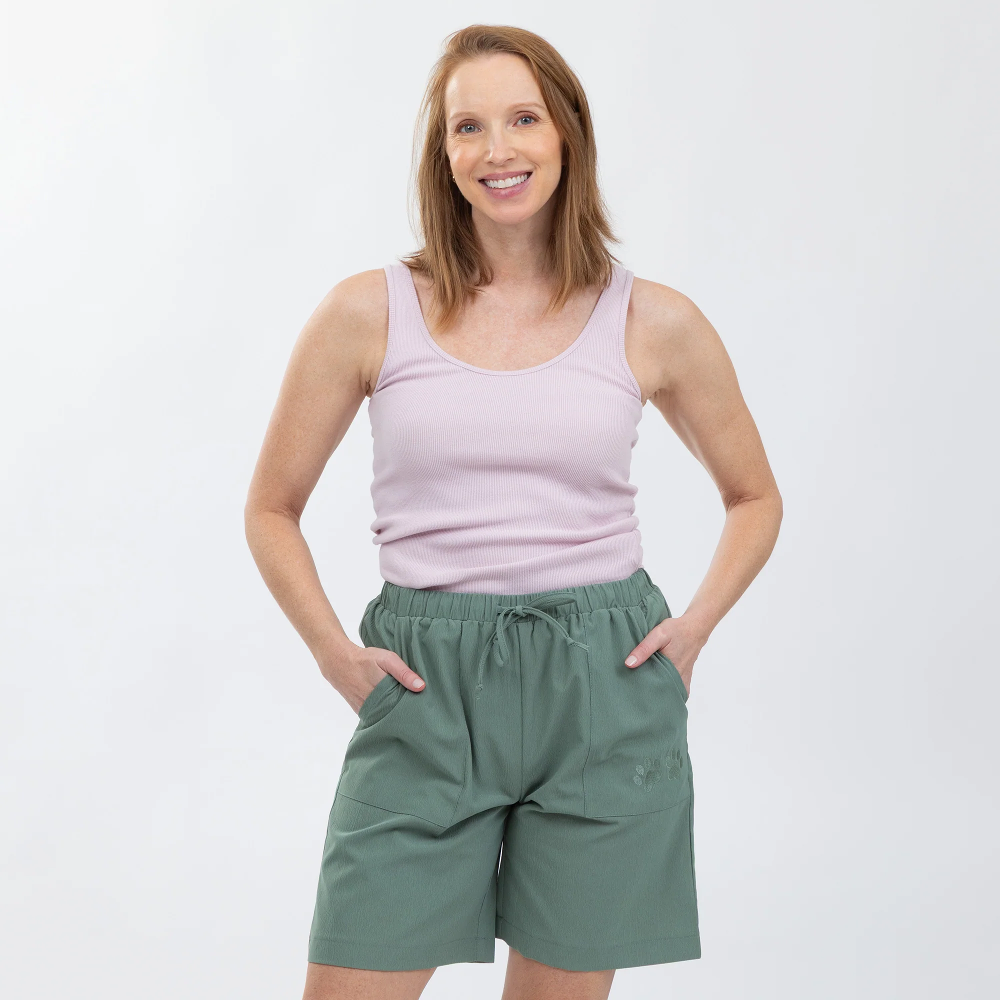 Paw Print Lightweight Long Shorts with Pockets - 7.5-inch Inseam - Image 12