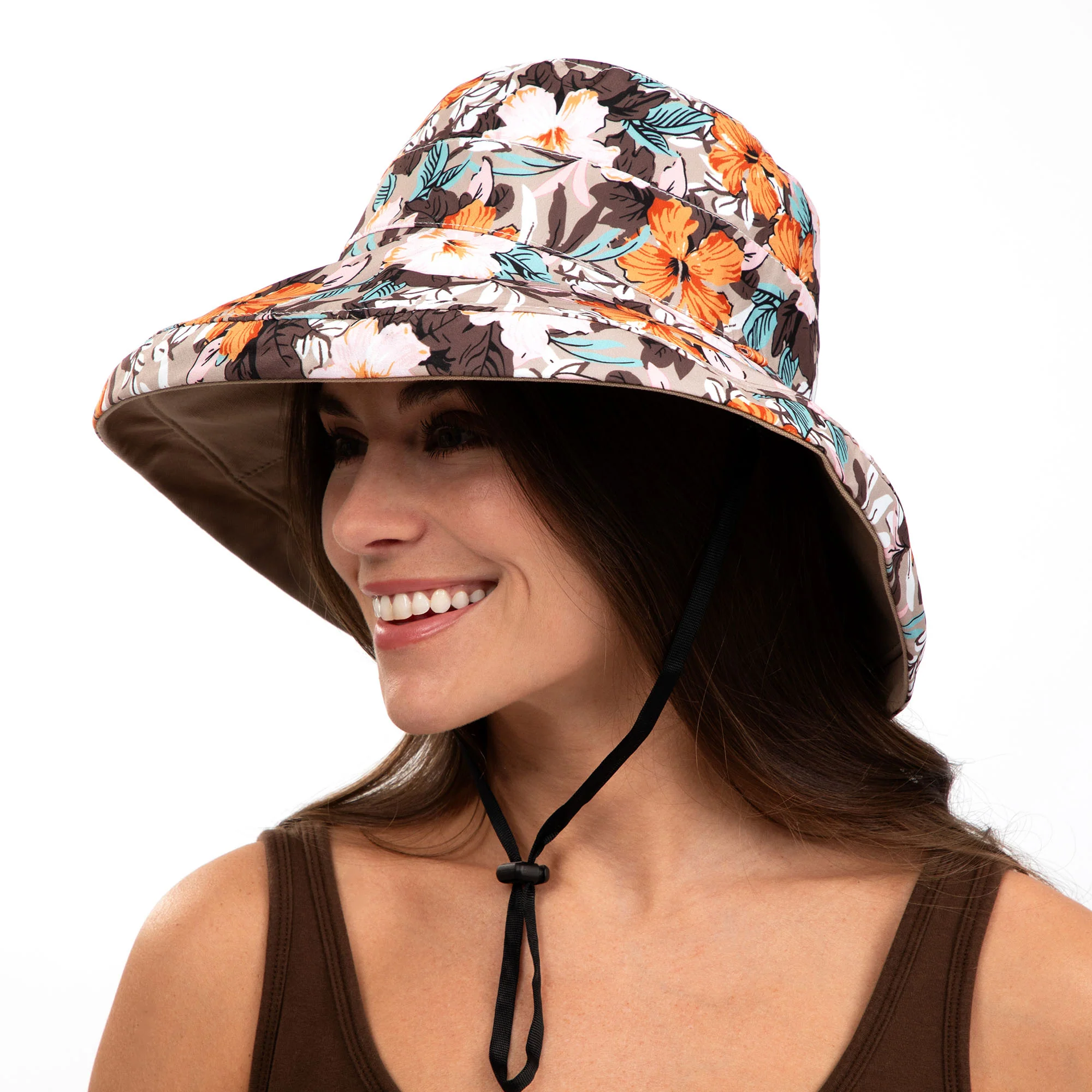 Reversible Paw & Tropical Wide Brim Sun Hat with Adjustable Chin Strap - Image 29