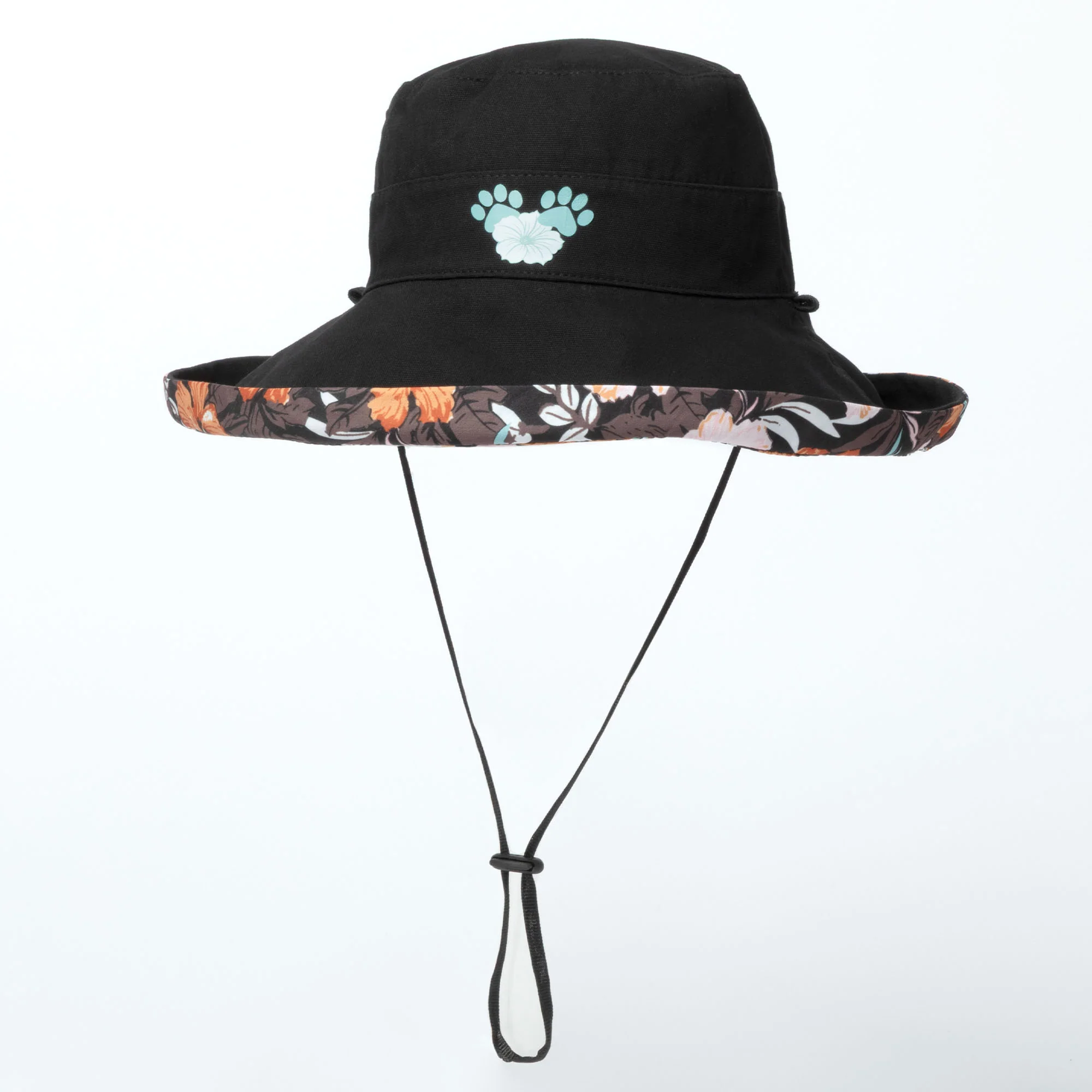 Reversible Paw & Tropical Wide Brim Sun Hat with Adjustable Chin Strap - Image 6