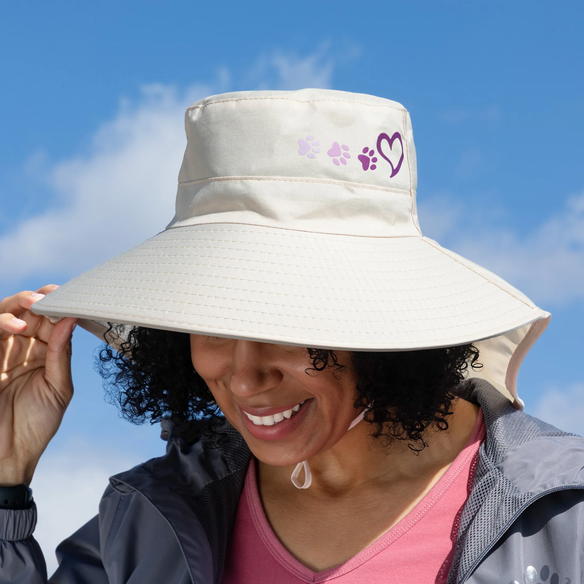 Paw Print UPF 50+ Waterproof Ponytail Sun Hat with Neck Protection - Image 14