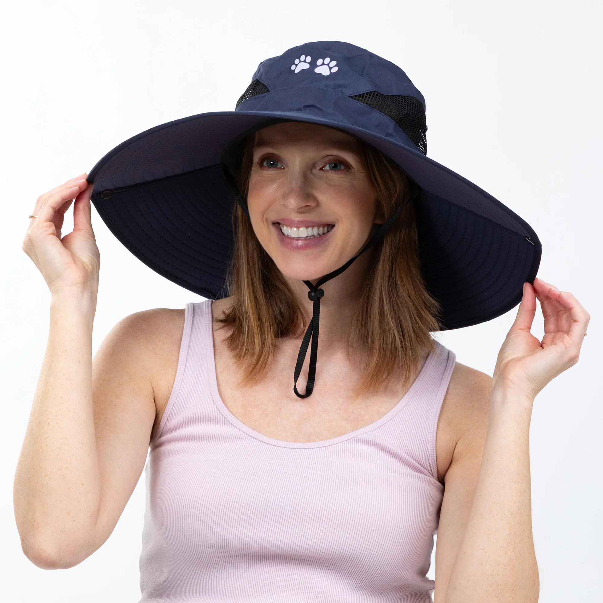 Adjustable UPF 50+ Wide Brim Paw Print Sun Hat - Image 14