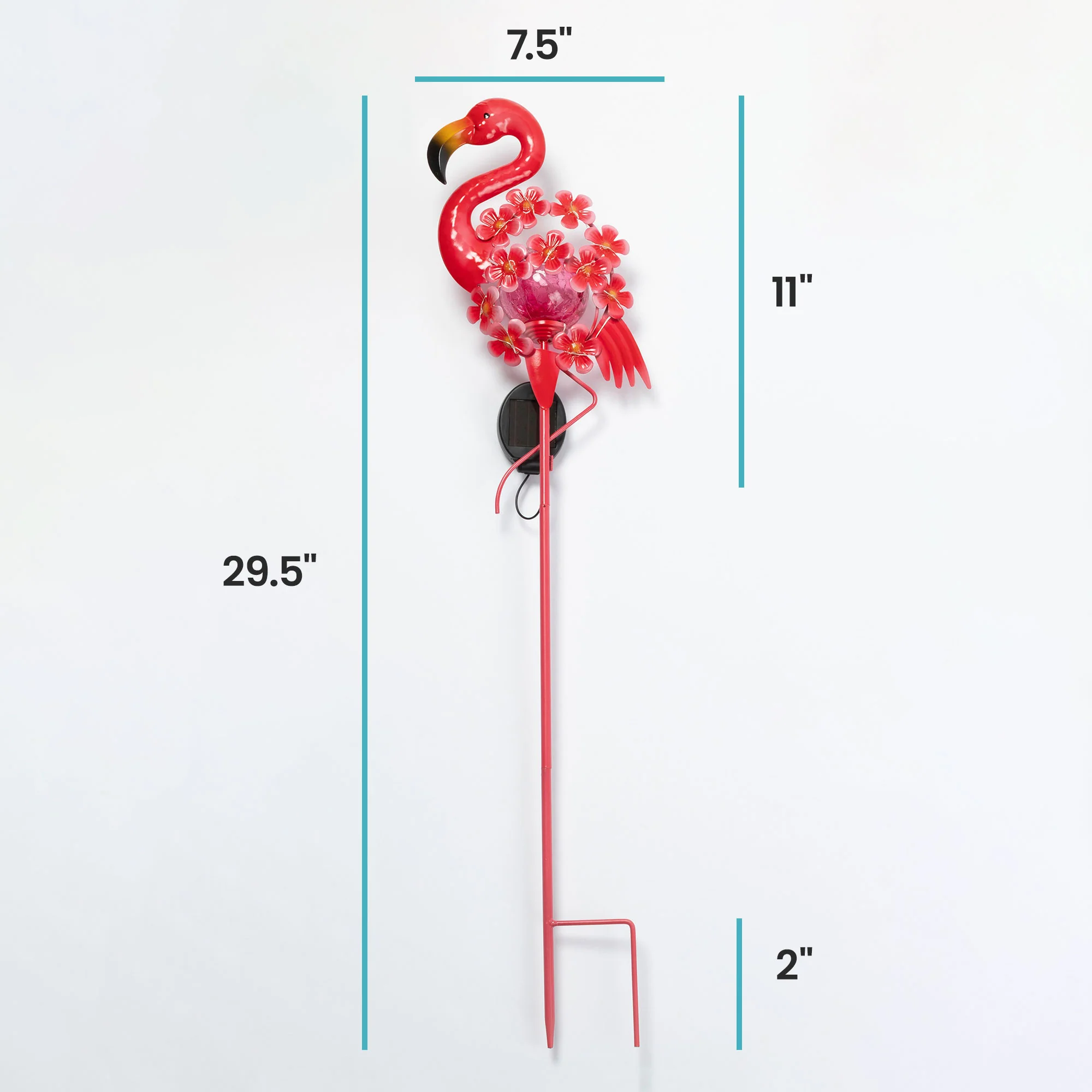 Lighted Solar Flamingo Garden Stake | Metal Flower Outdoor Decoration - Image 10