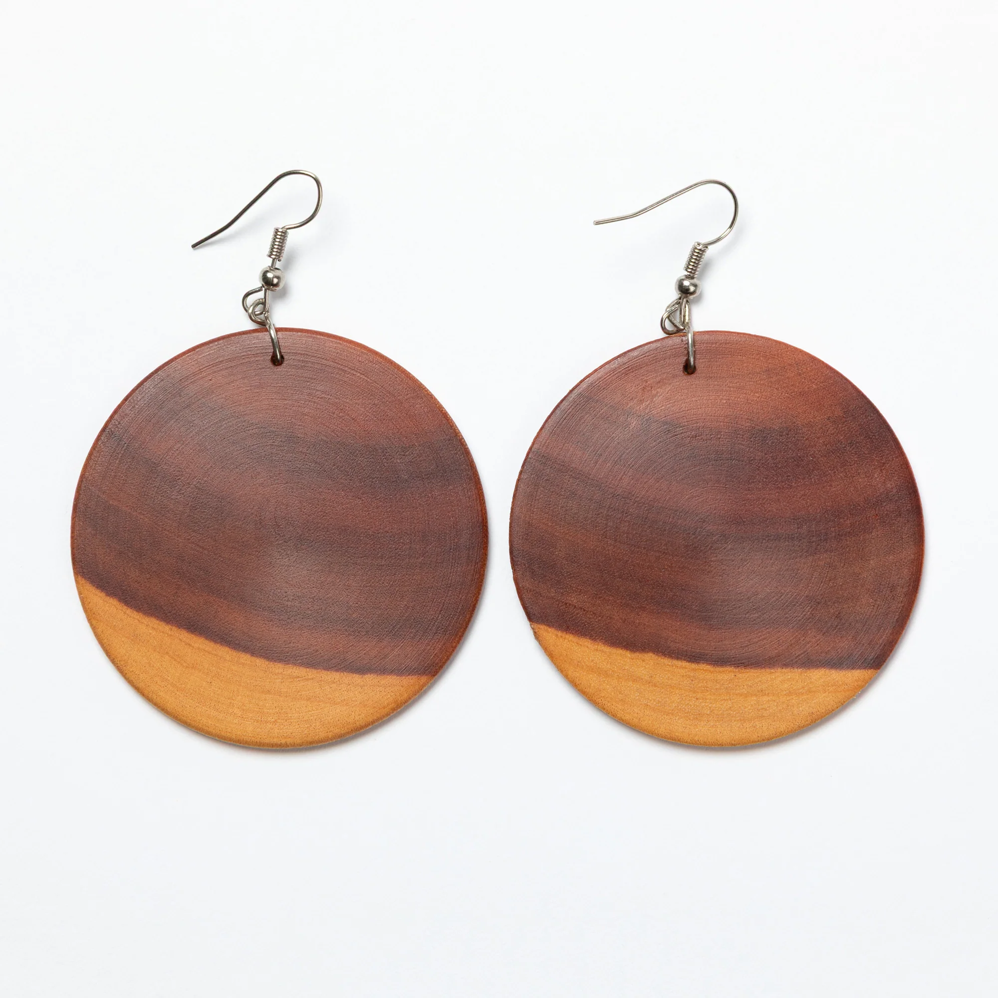 Handmade Zimbabwe Wood Disc Earrings | Sapwood & Hardwood Earrings - Image 12