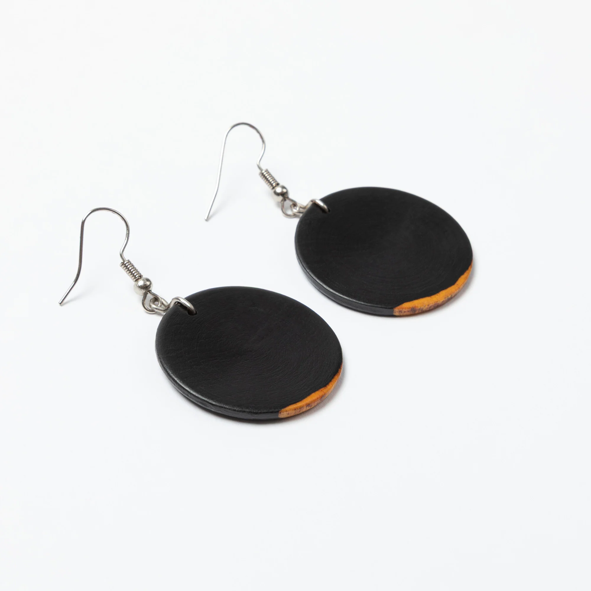 Handmade Zimbabwe Wood Disc Earrings | Sapwood & Hardwood Earrings - Image 4