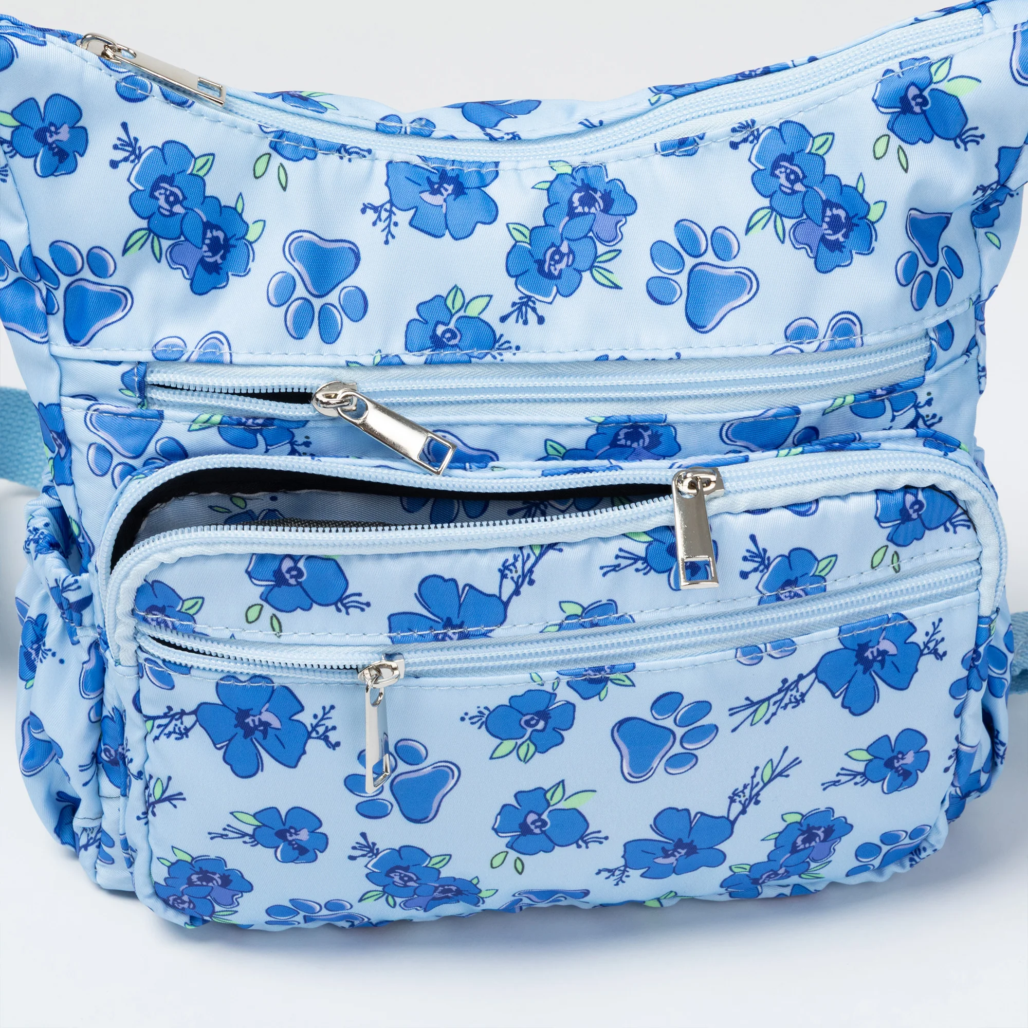 Paw Print Nylon Crossbody Purse | Adjustable Strap with Zip Pockets - Image 32