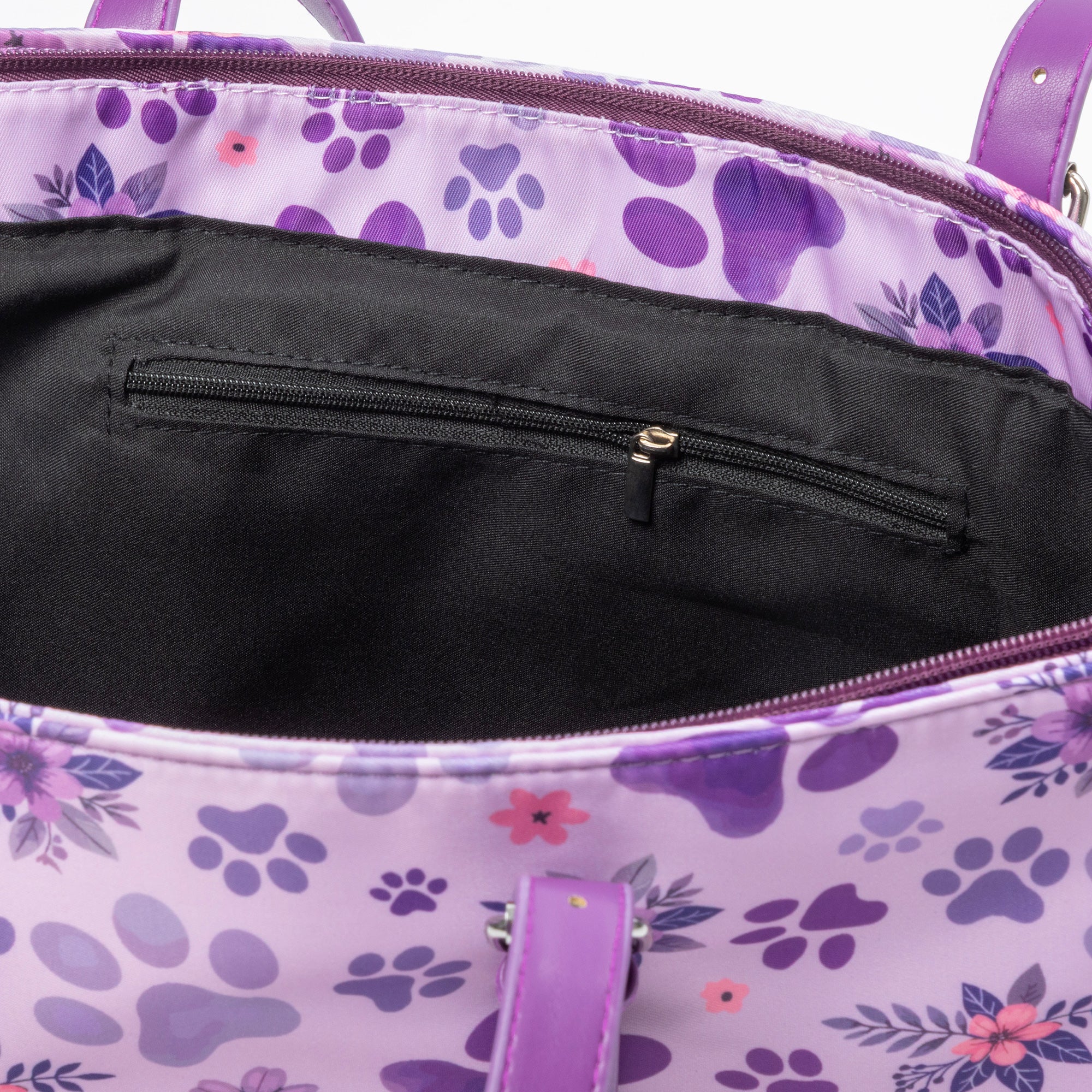 Paw Print Zip Top Nylon Tote Bag - Image 9