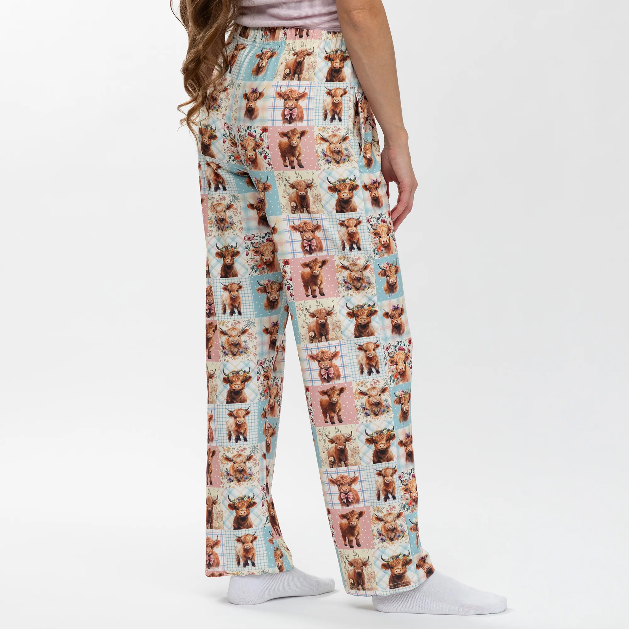 Highland Cow Quilt Lounge Pants with Pockets - Image 5