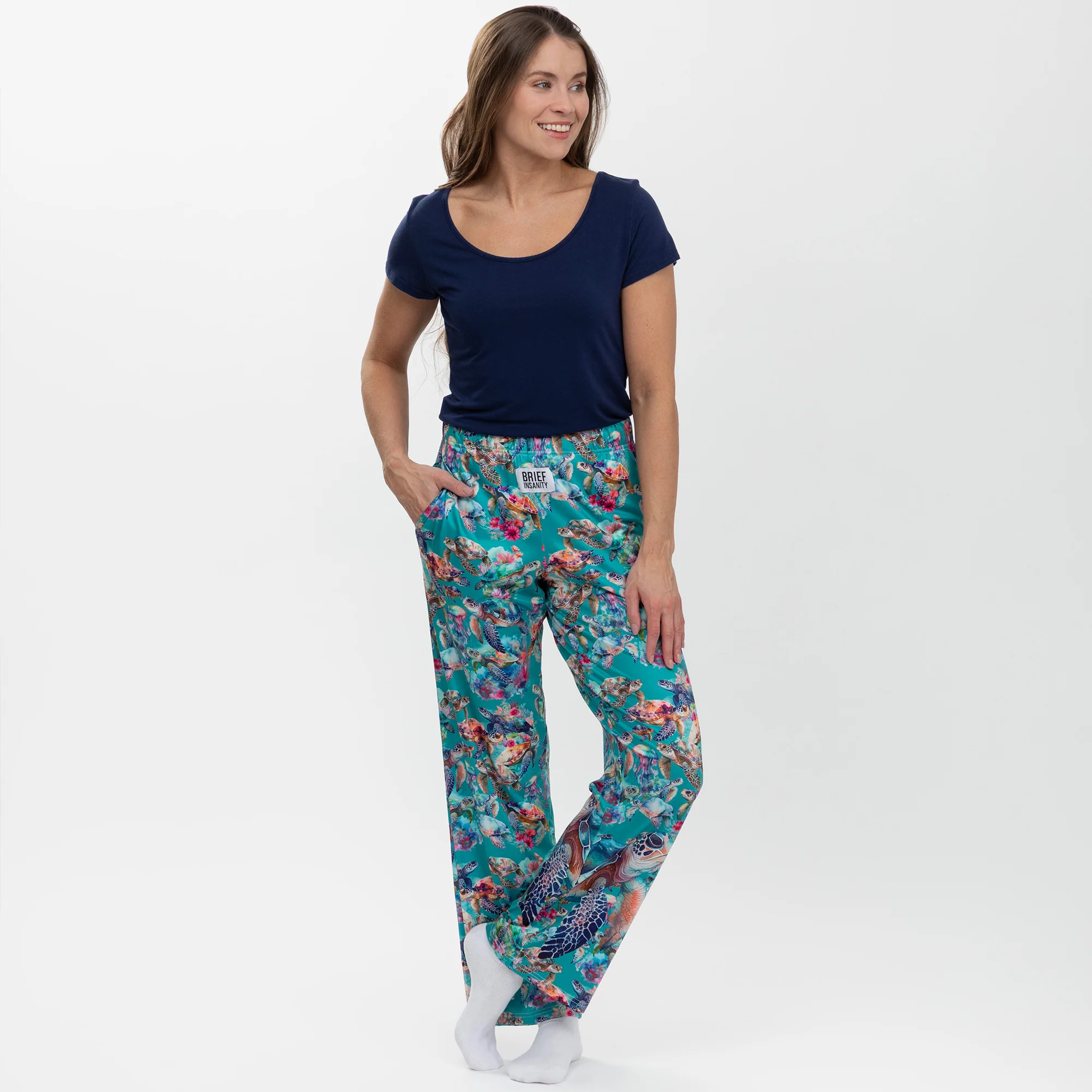 Tropical Sea Turtle Garden Lounge Pants with Pockets - Image 5