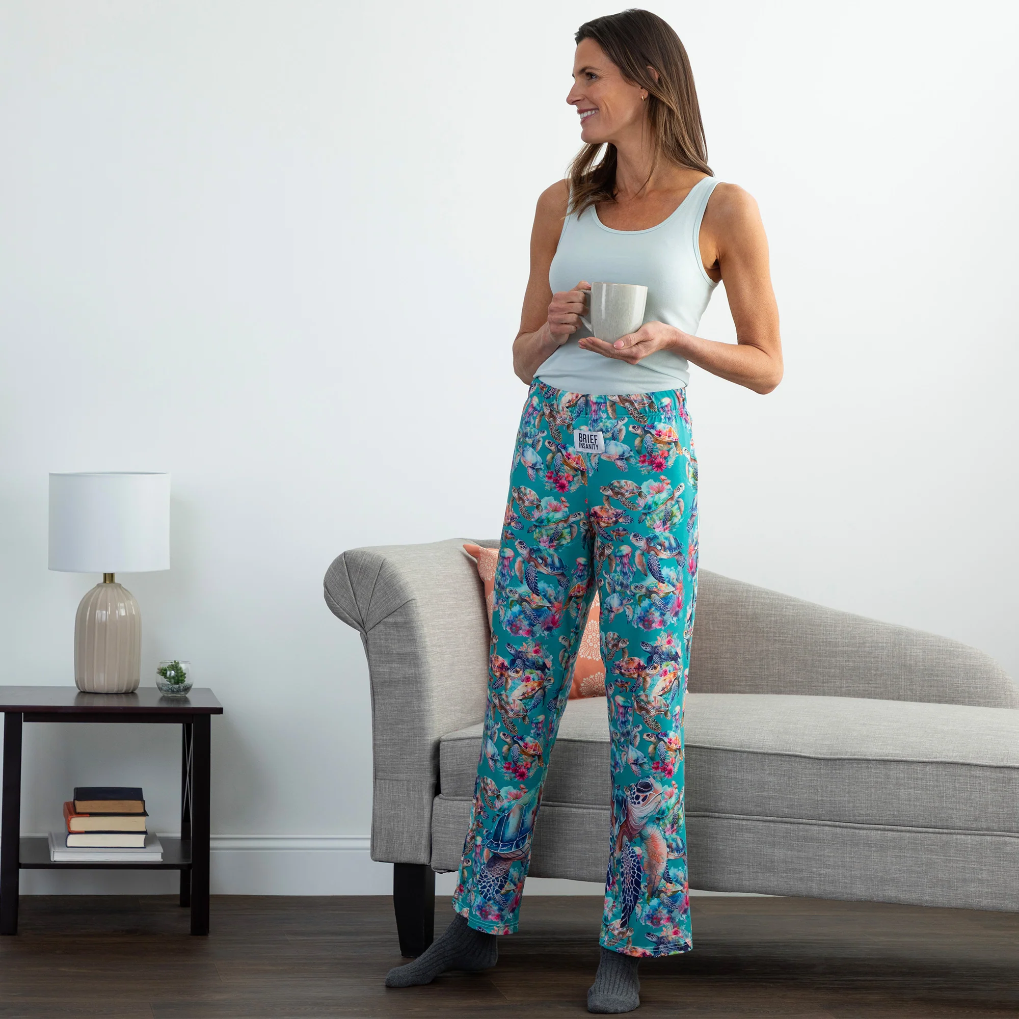 Tropical Sea Turtle Garden Lounge Pants with Pockets - Image 8