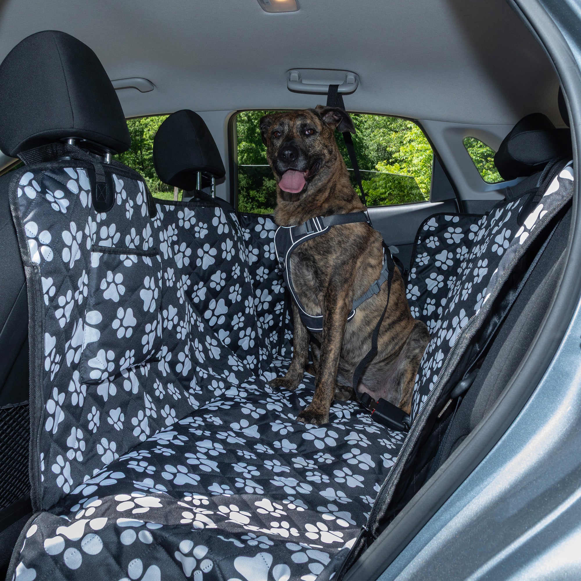 Waterproof Paw Print Car Seat Cover Hammock | Scratch Proof, Non-Slip Back Seat Protector - Image 8