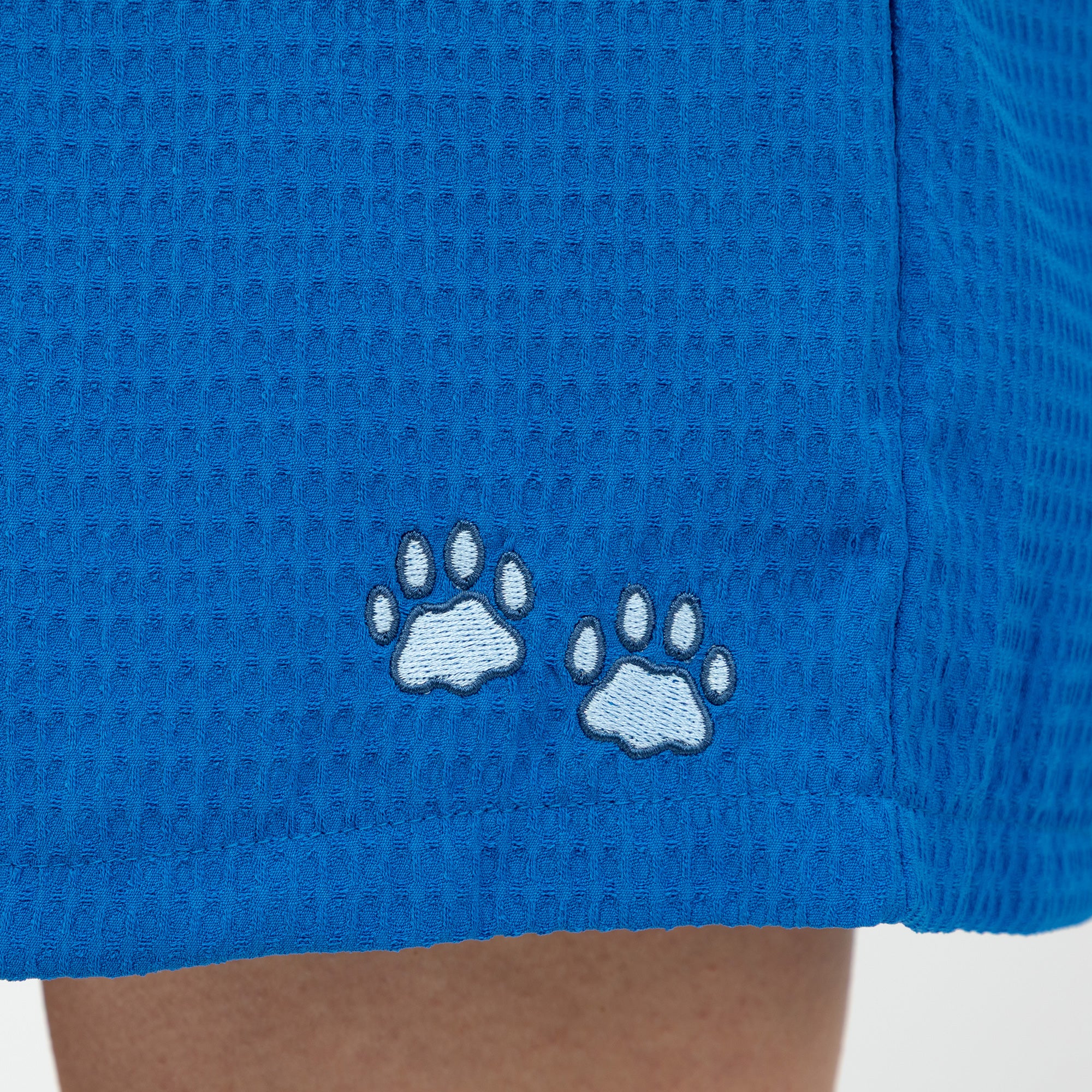 Embroidered Paw Print Waffle Knit Shorts with Pockets - Image 4