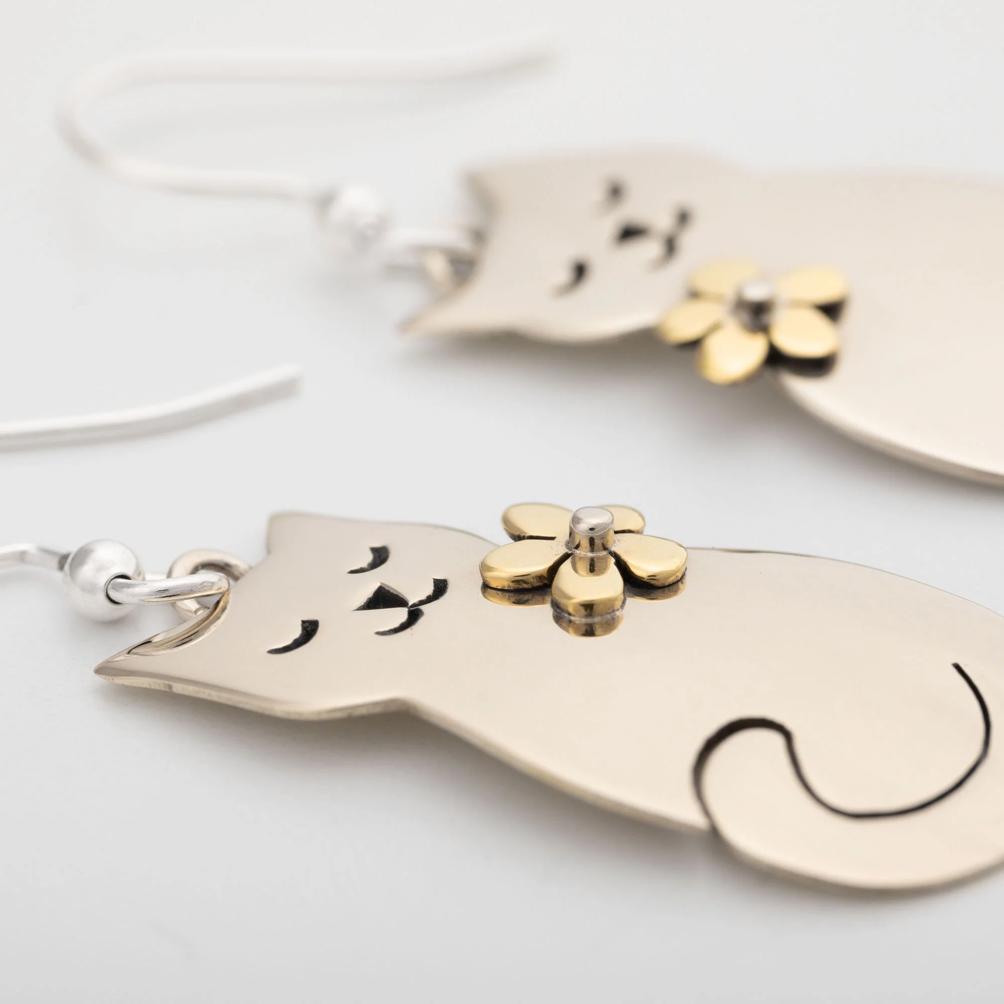 Cat & Dog Mixed Metal Earrings | Handmade, Fair Trade - Image 3