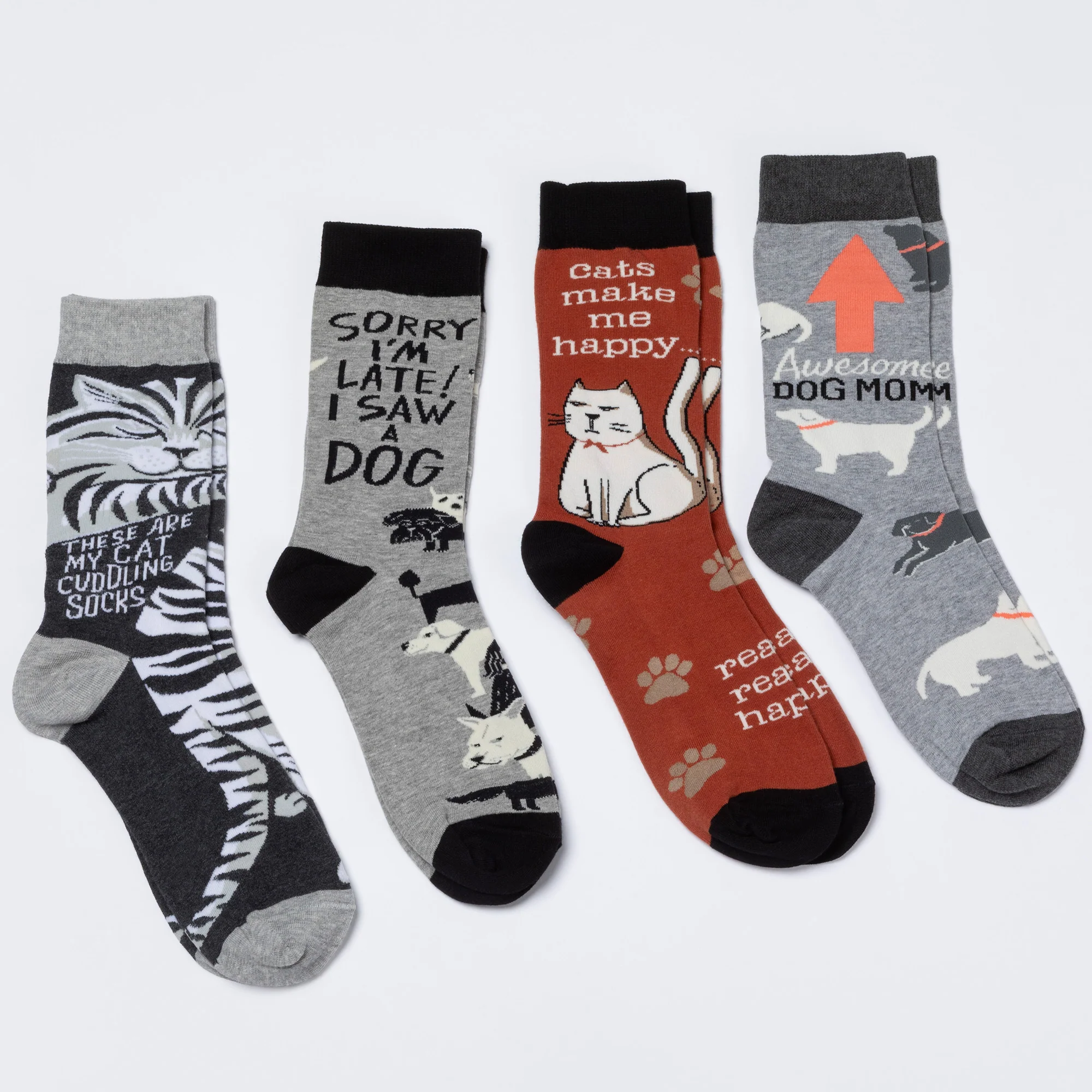 Funny Cat & Dog Lover Crew Socks