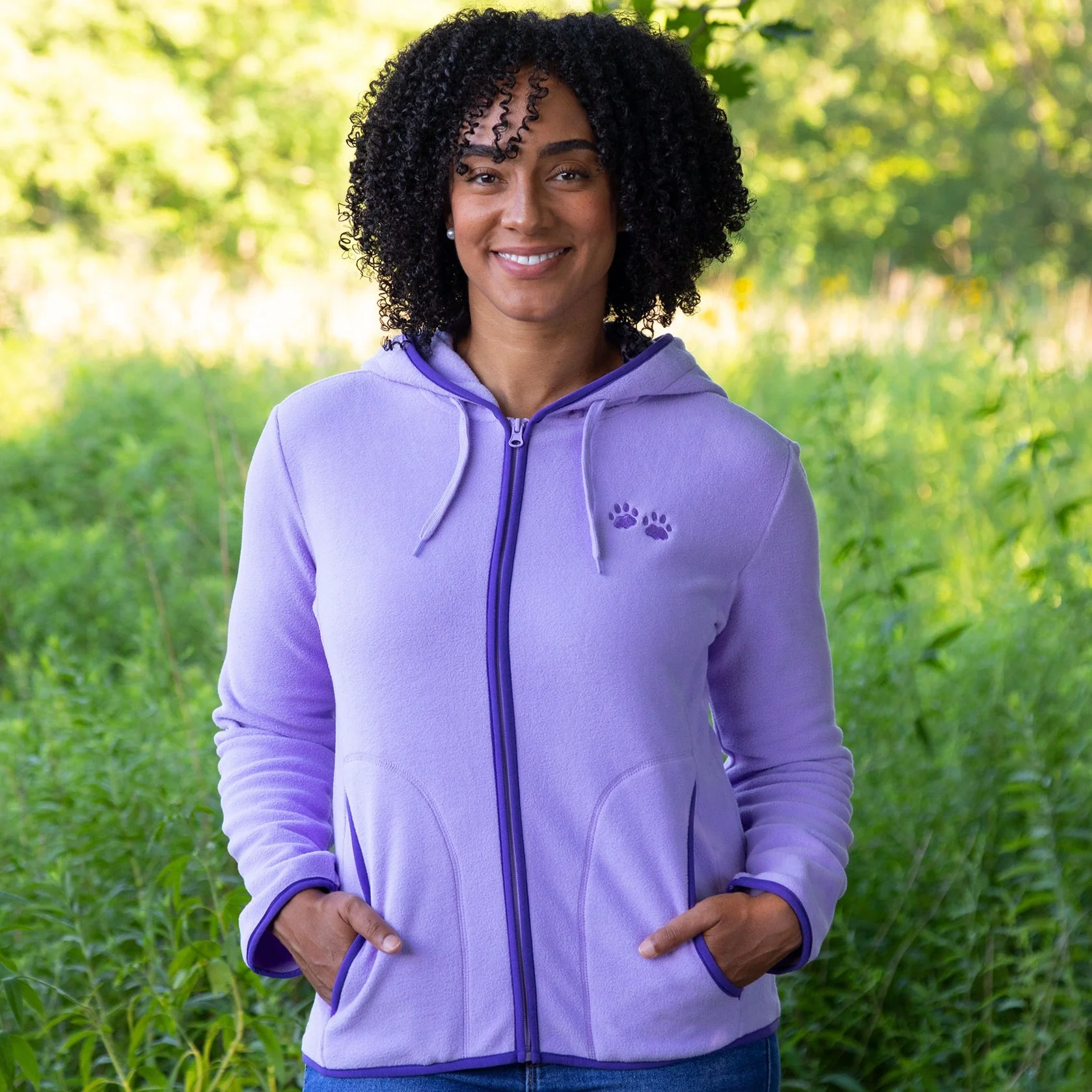 Purple Paw Trimmed Polar Fleece Hooded Jacket - Image 11