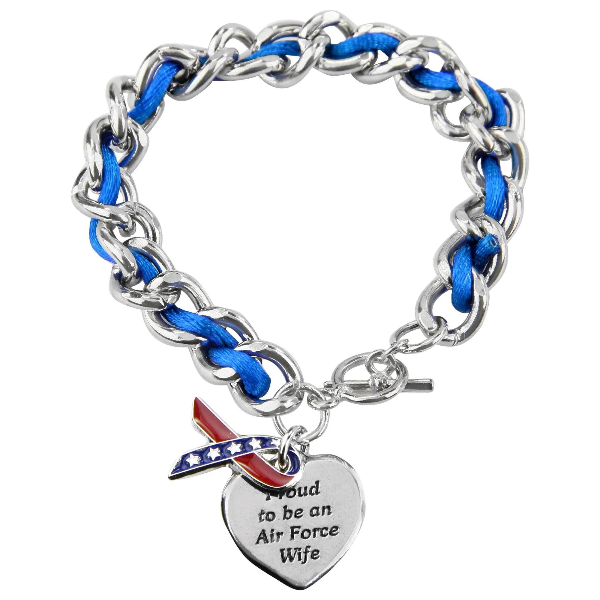 Proud to be an Air Force Wife Ribbon Charm Bracelet - Image 3