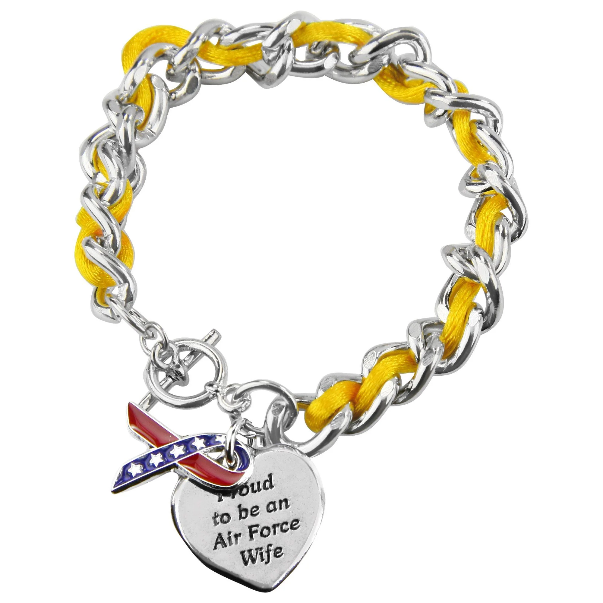 Proud to be an Air Force Wife Ribbon Charm Bracelet - Image 4