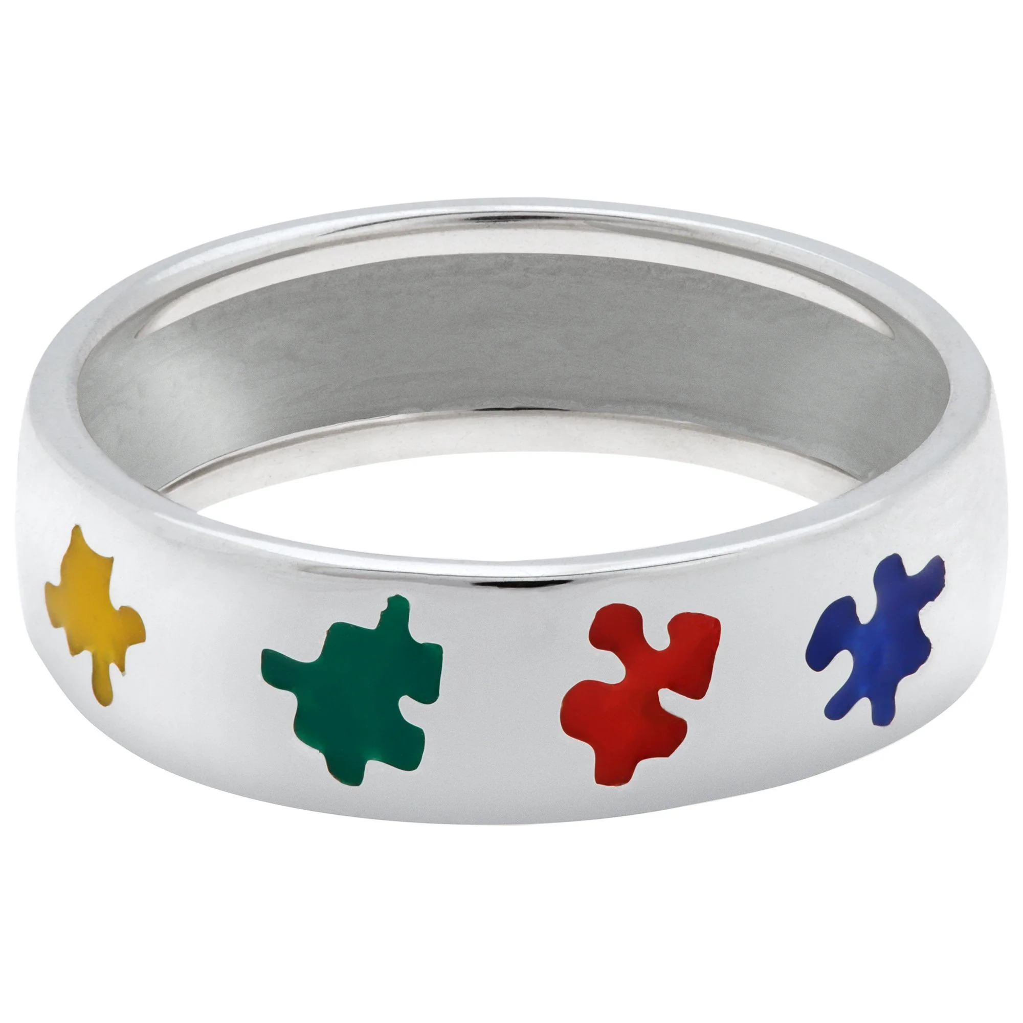 Puzzle Piece Autism Awareness Sterling Ring - Image 7