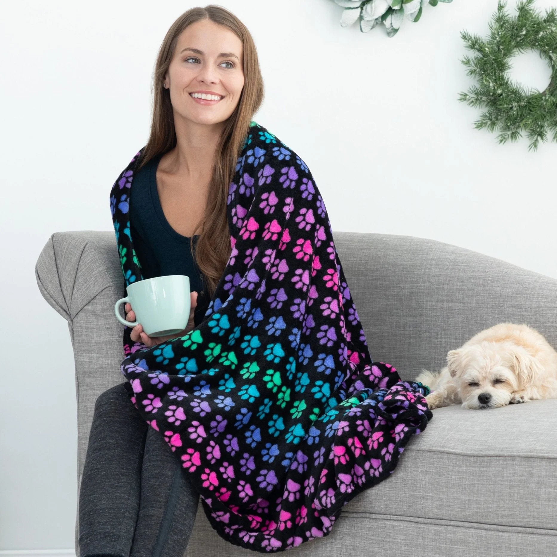 Super Cozy™ Fleece Paw Print Throw Blanket - Image 20