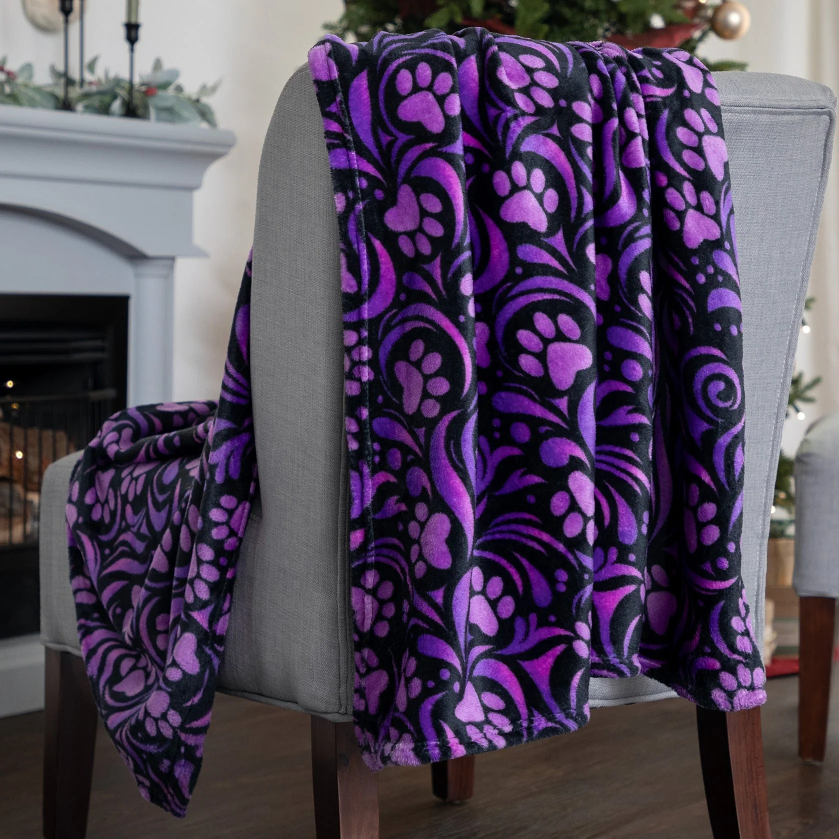 Super Cozy™ Fleece Paw Print Throw Blanket - Image 23