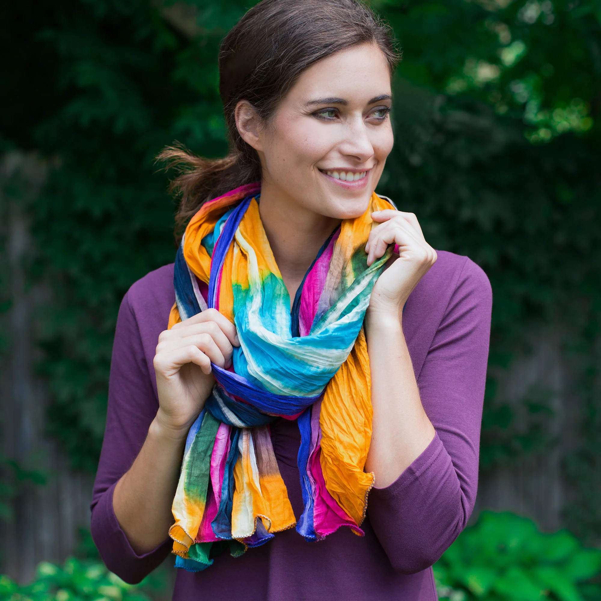 Northern Lights Cotton Scarf | Fair Trade - Image 8