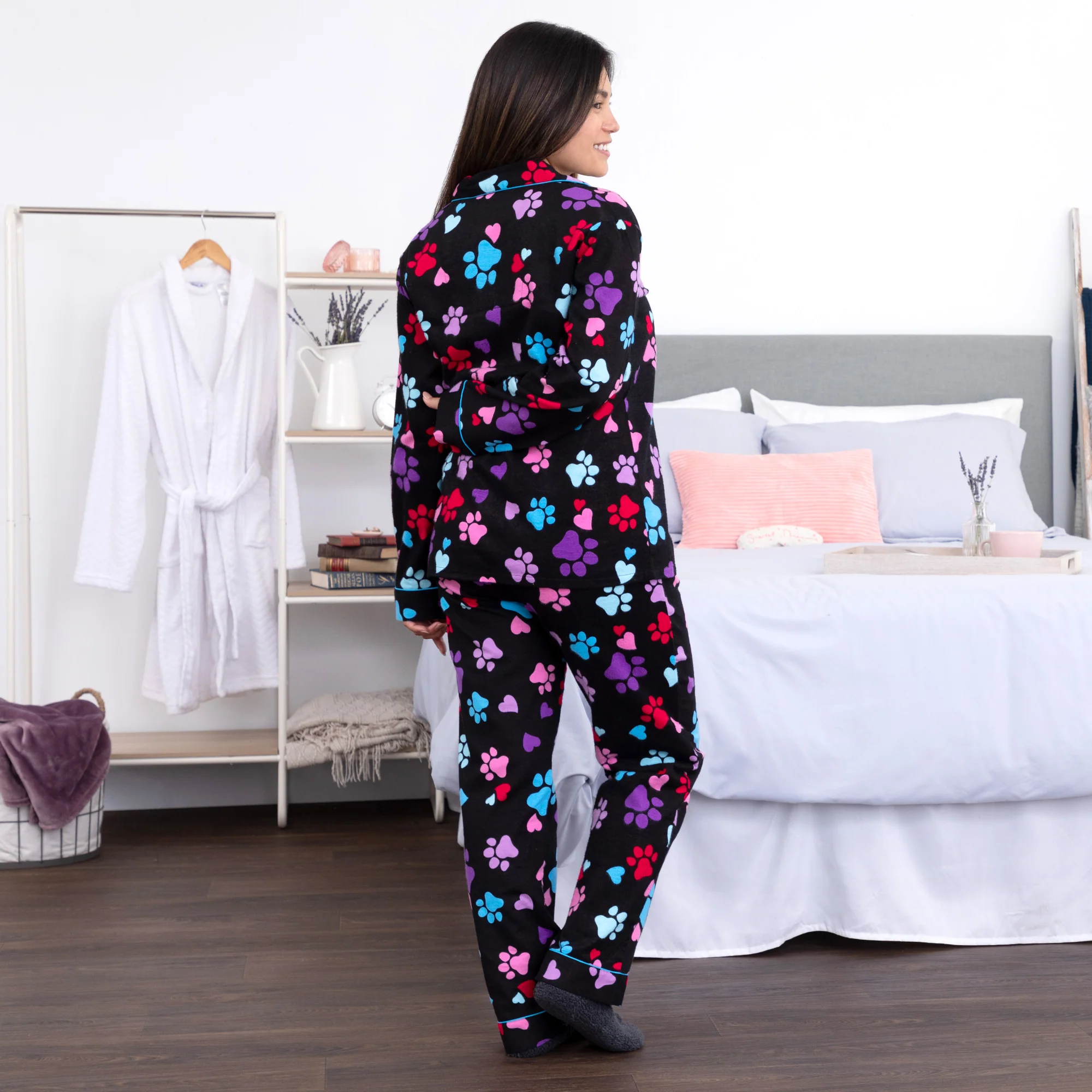 Loving Paws Flannel Pajama Set with Pockets - Image 4