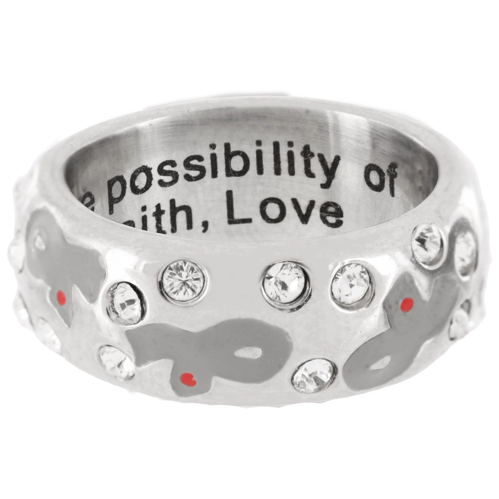 Diabetes Ribbon Swarovski Crystal Ring - Image 3