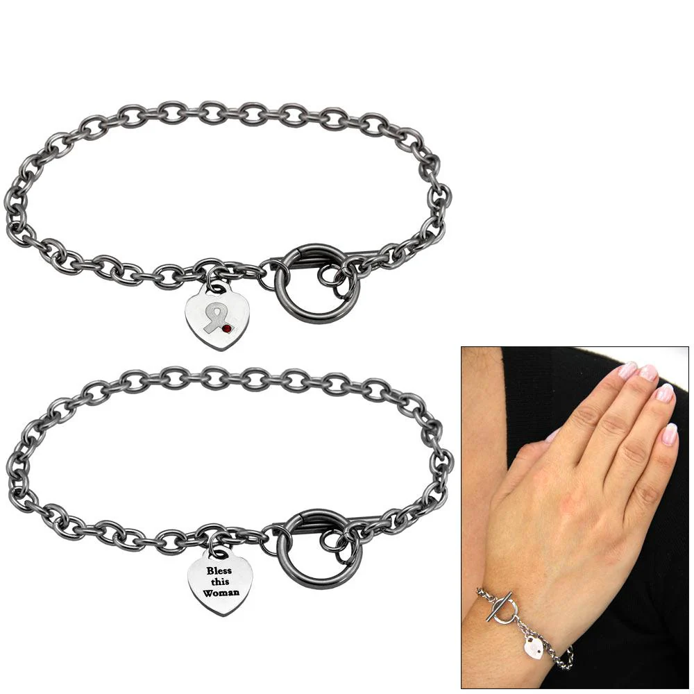 Bless This Woman Diabetes Ribbon Heart Bracelet - Image 2