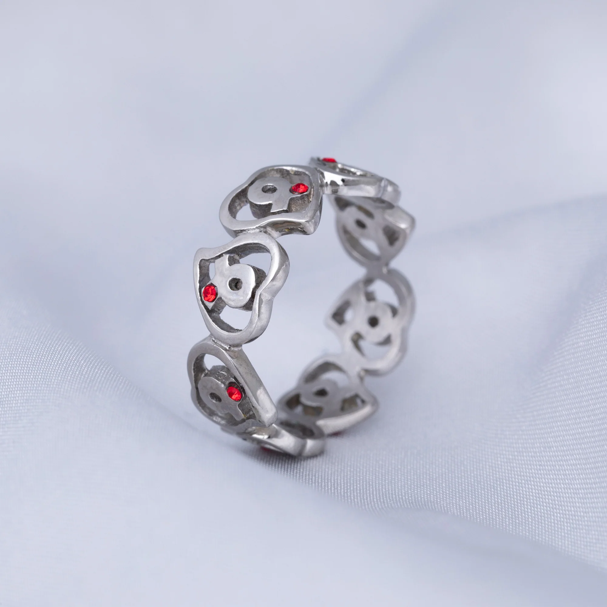 Diabetes Awareness Hearts Stainless Steel Ring - Image 3