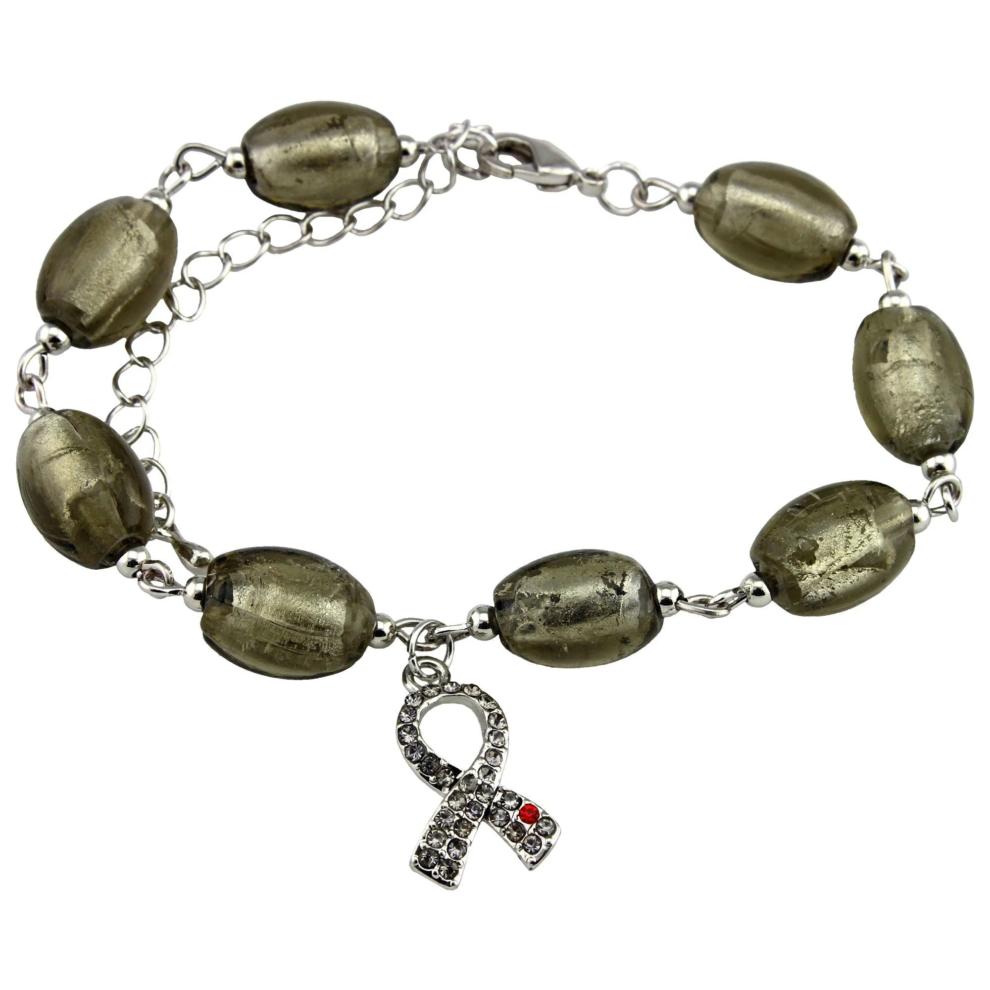 Murano Glass Diabetes Ribbon Bracelet - Image 3