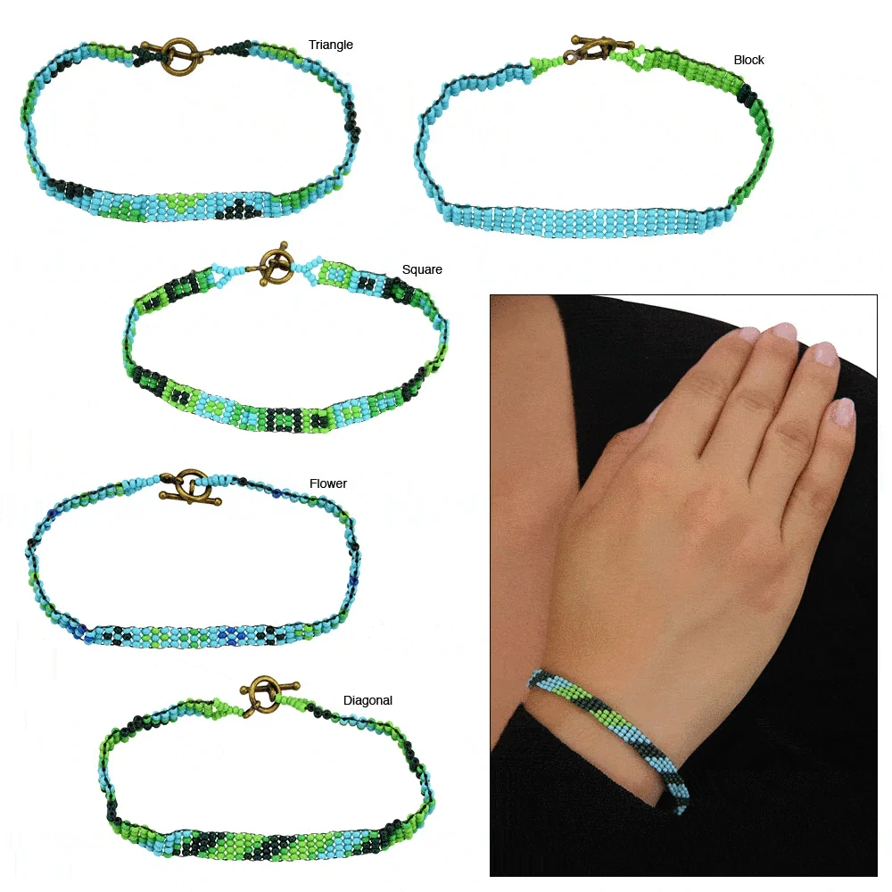 Haitian Bead Weaver Blue Hues Bracelet - Image 2
