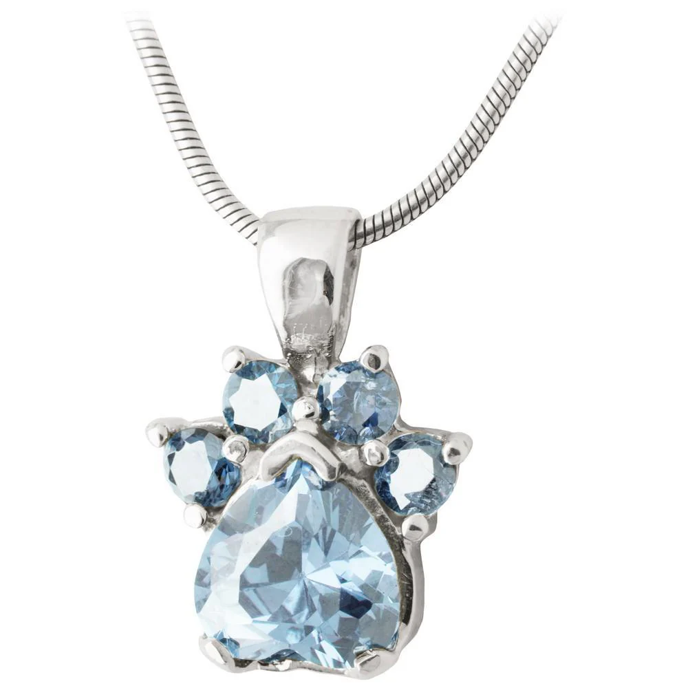 Paw Print Birthstone Sterling Necklace - Image 10