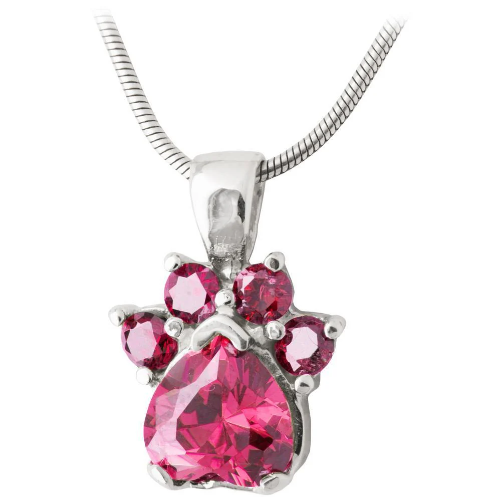 Paw Print Birthstone Sterling Necklace - Image 11
