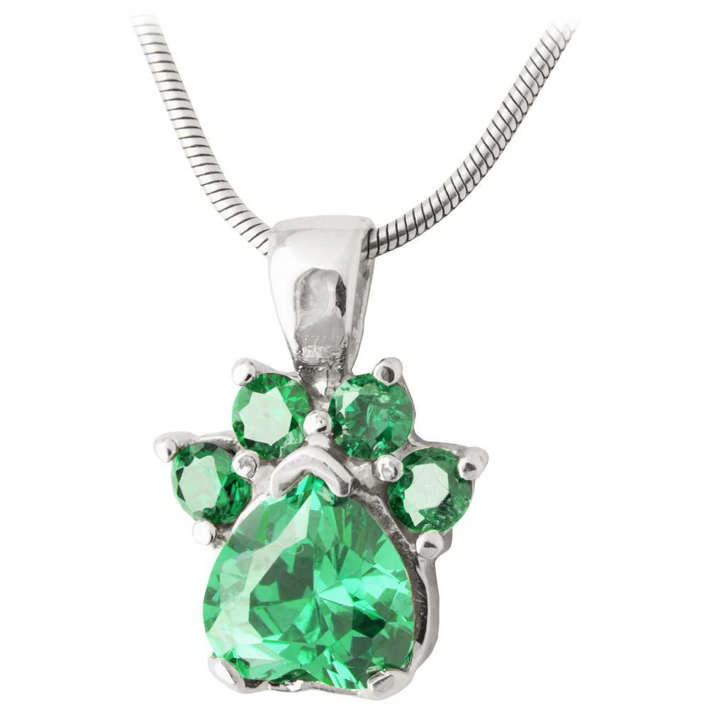 Paw Print Birthstone Sterling Necklace - Image 12