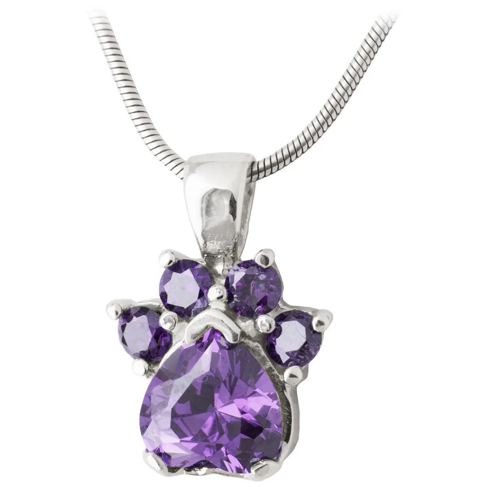 Paw Print Birthstone Sterling Necklace - Image 14