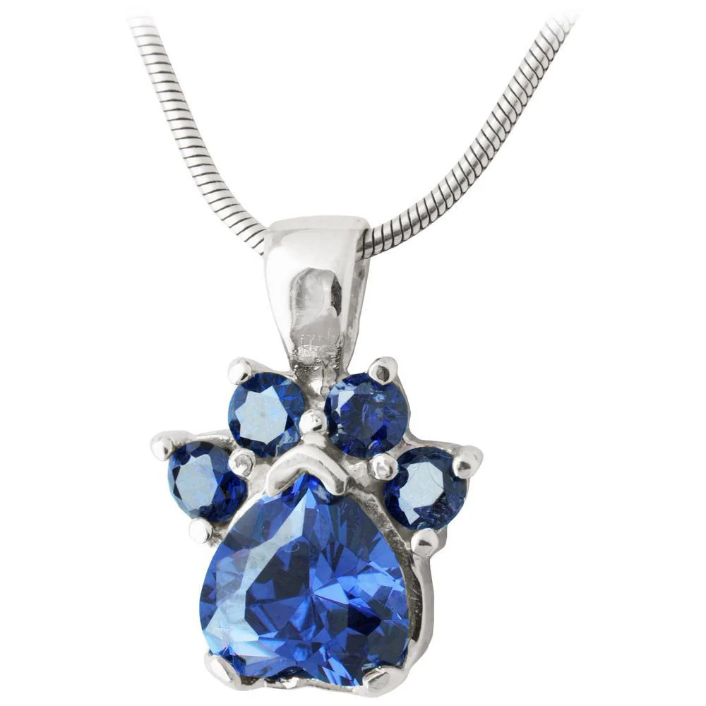 Paw Print Birthstone Sterling Necklace - Image 15