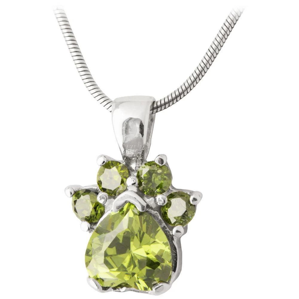 Paw Print Birthstone Sterling Necklace - Image 16