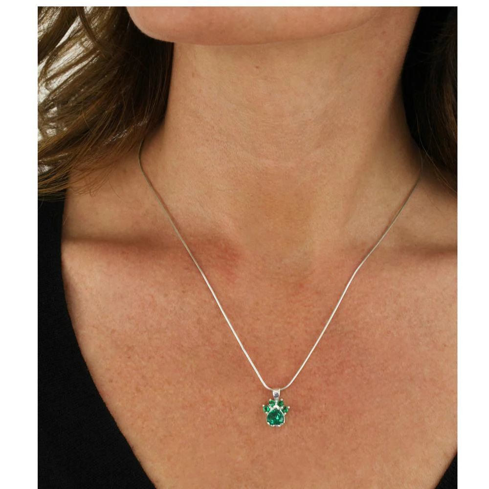 Paw Print Birthstone Sterling Necklace - Image 3