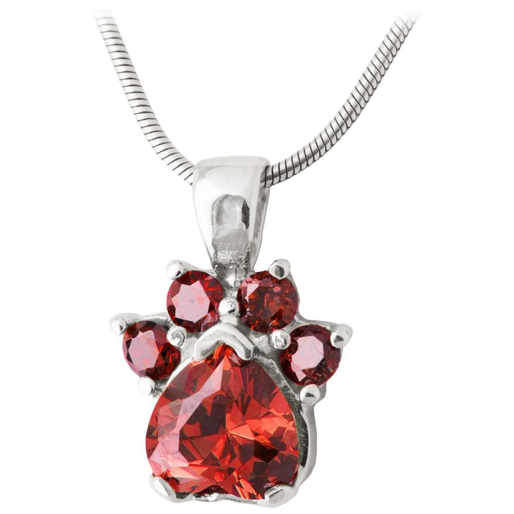 Paw Print Birthstone Sterling Necklace - Image 5
