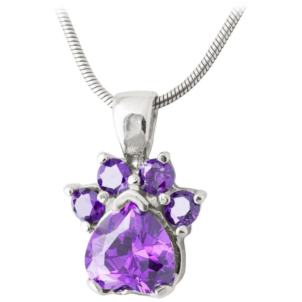 Paw Print Birthstone Sterling Necklace - Image 6