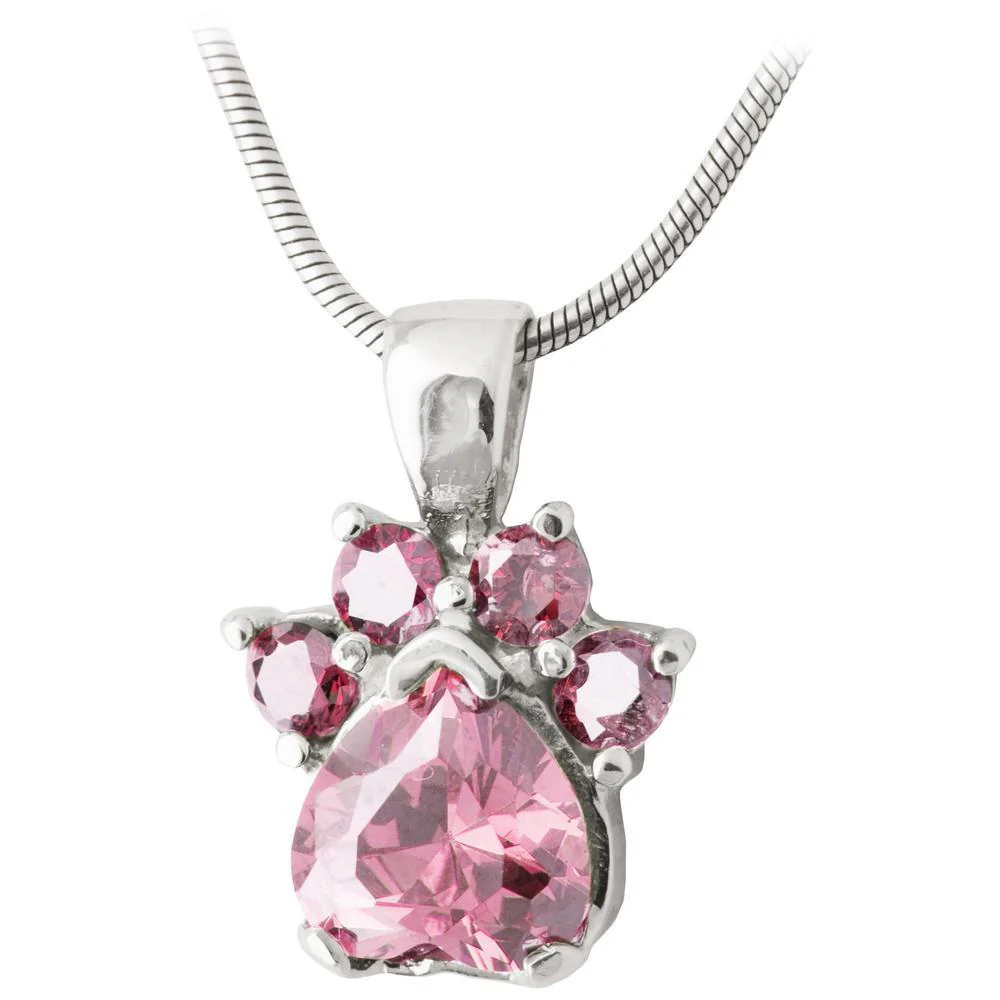 Paw Print Birthstone Sterling Necklace - Image 8