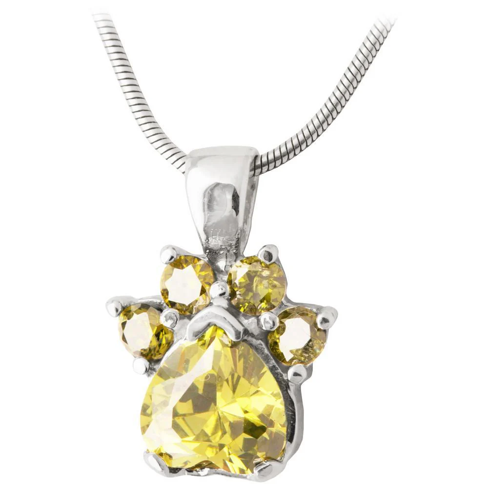 Paw Print Birthstone Sterling Necklace - Image 9