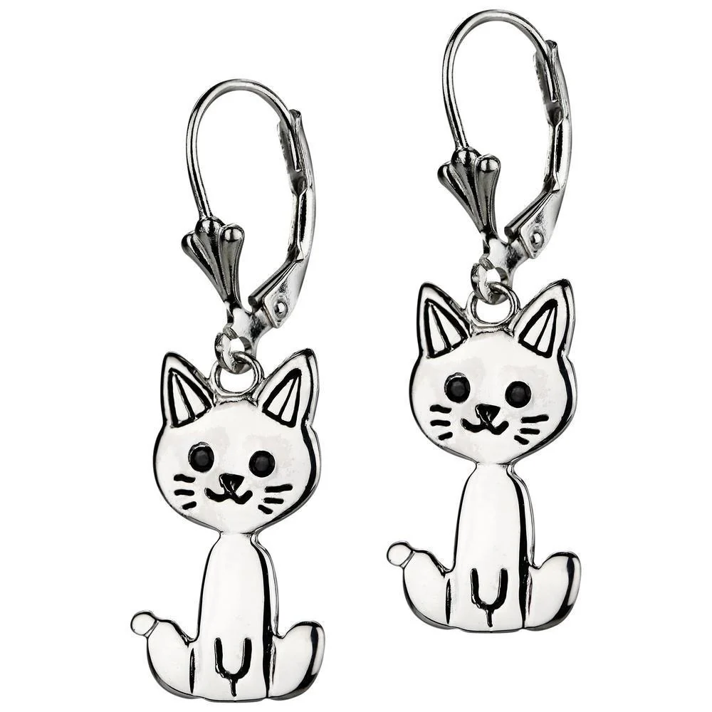 Sterling Kitty Cat Earrings - Image 3