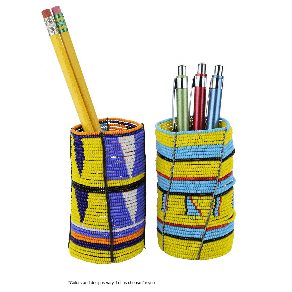 Kenyan Beaded Pencil Pot - Image 2