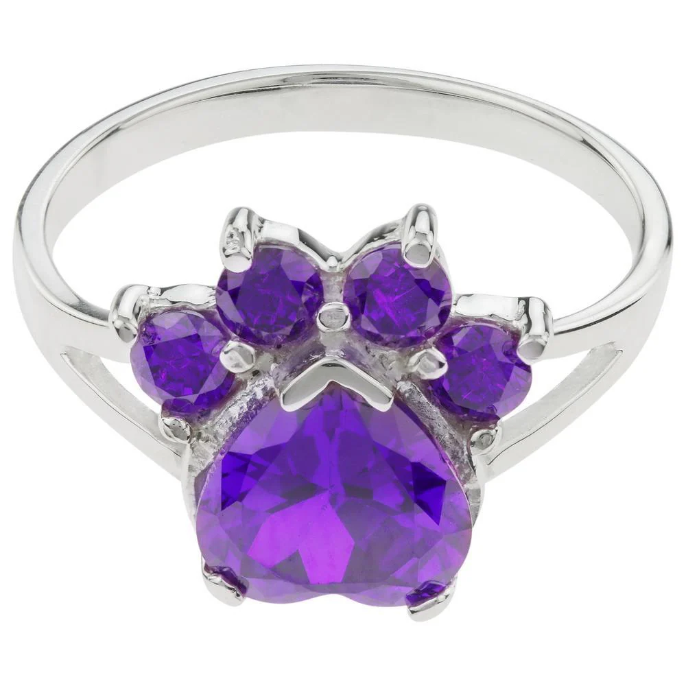Paw Print Birthstone Sterling Ring | Fair Trade - Image 10